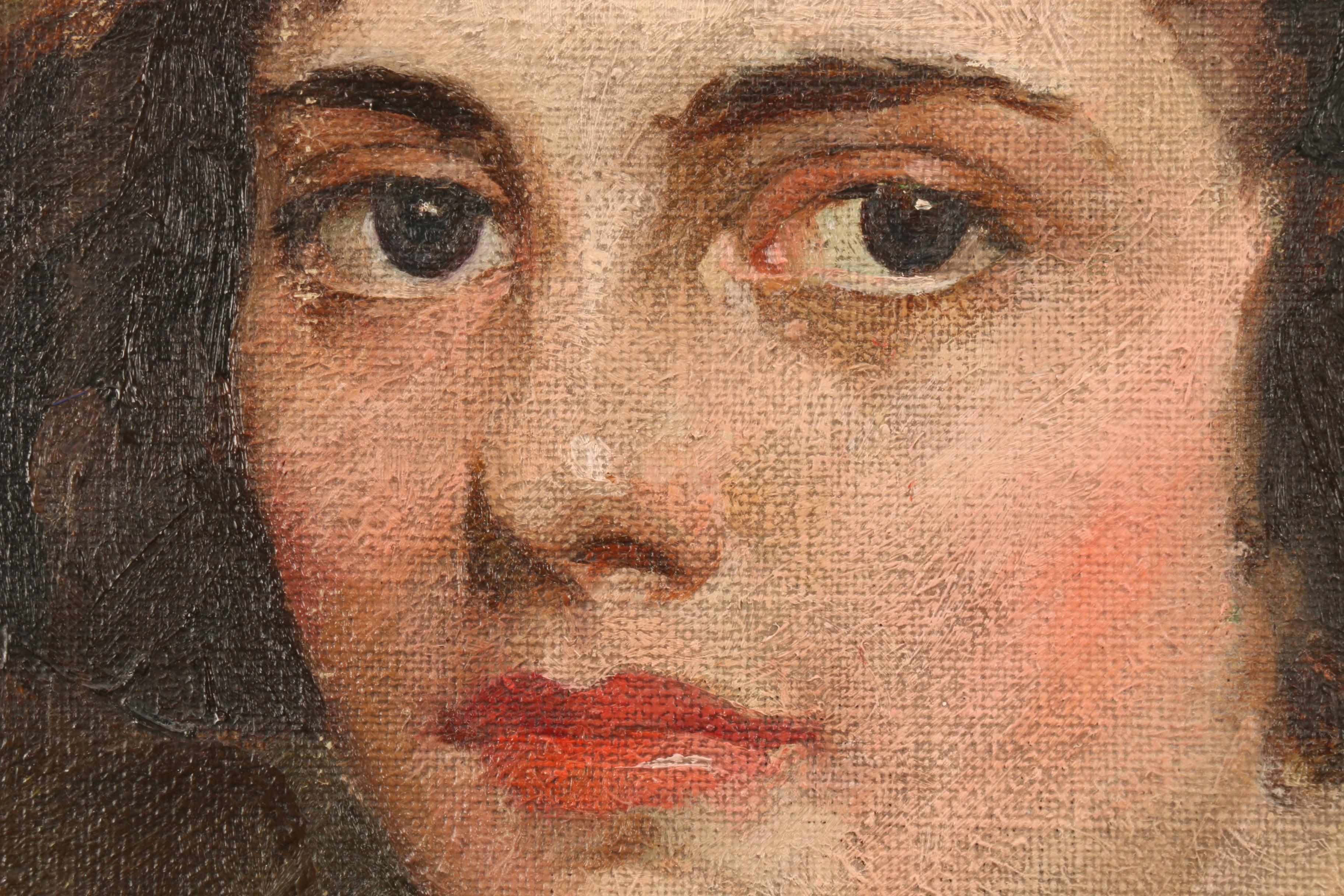 Wilbur G. Adam 1921 Portrait Oil Painting of Woman in Pink Dress