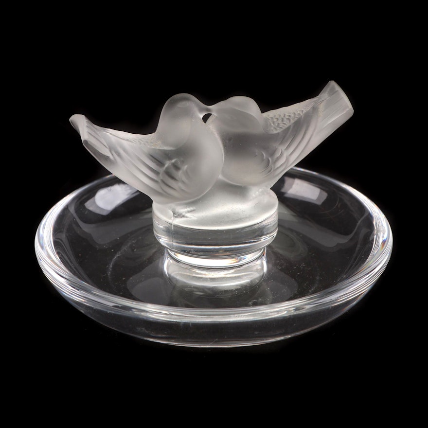 Lalique "Colombes" Frosted Crystal Pin Tray