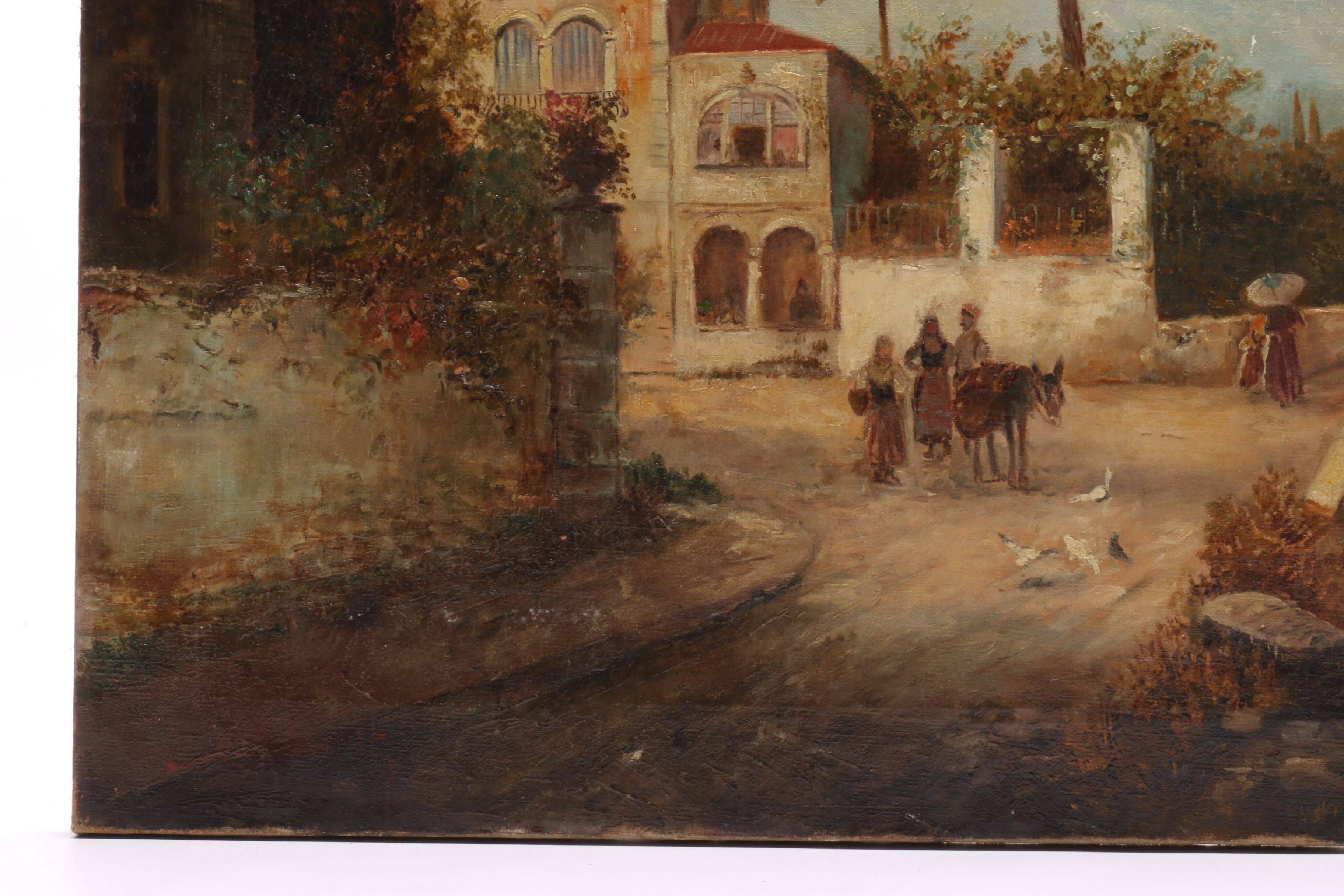 A. Ricciardi Continental Oil Painting of Scenic Countryside