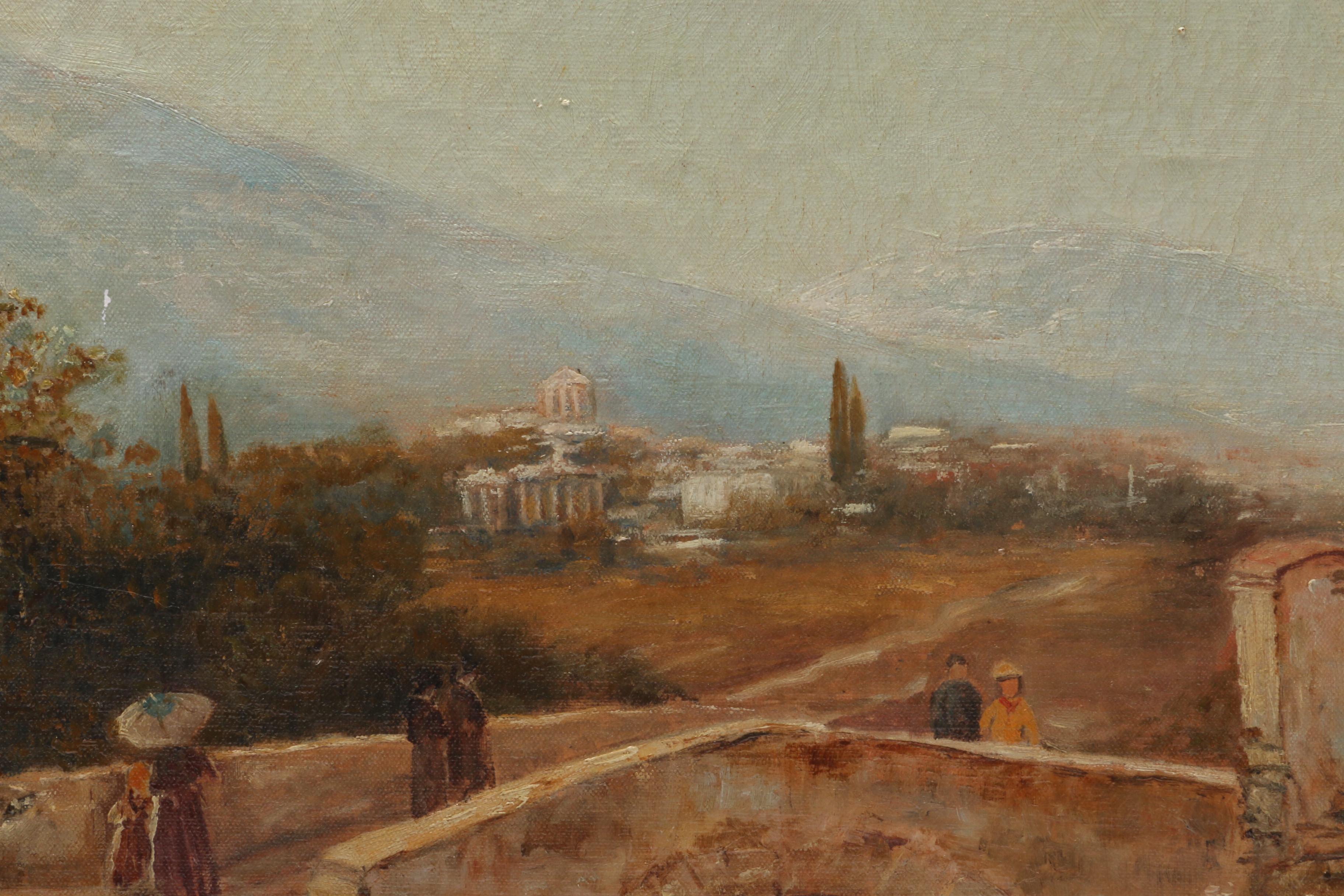 A. Ricciardi Continental Oil Painting of Scenic Countryside