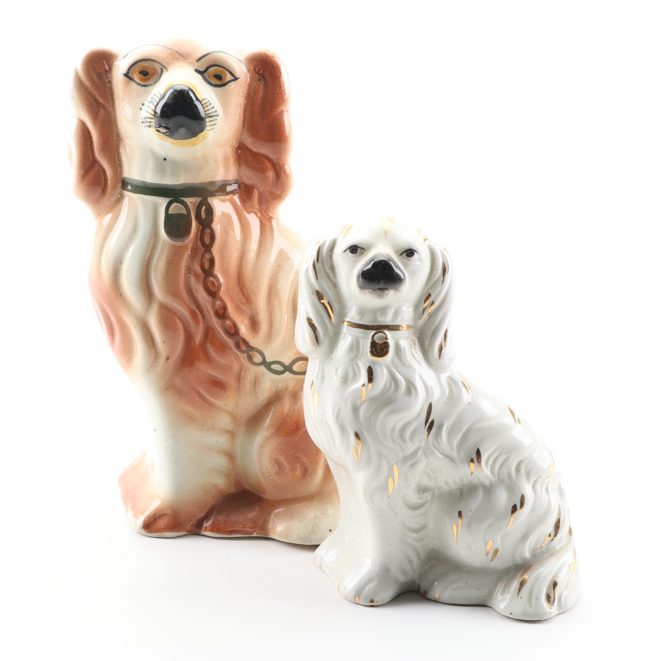 Staffordshire Style Earthenware Spaniel Figurines