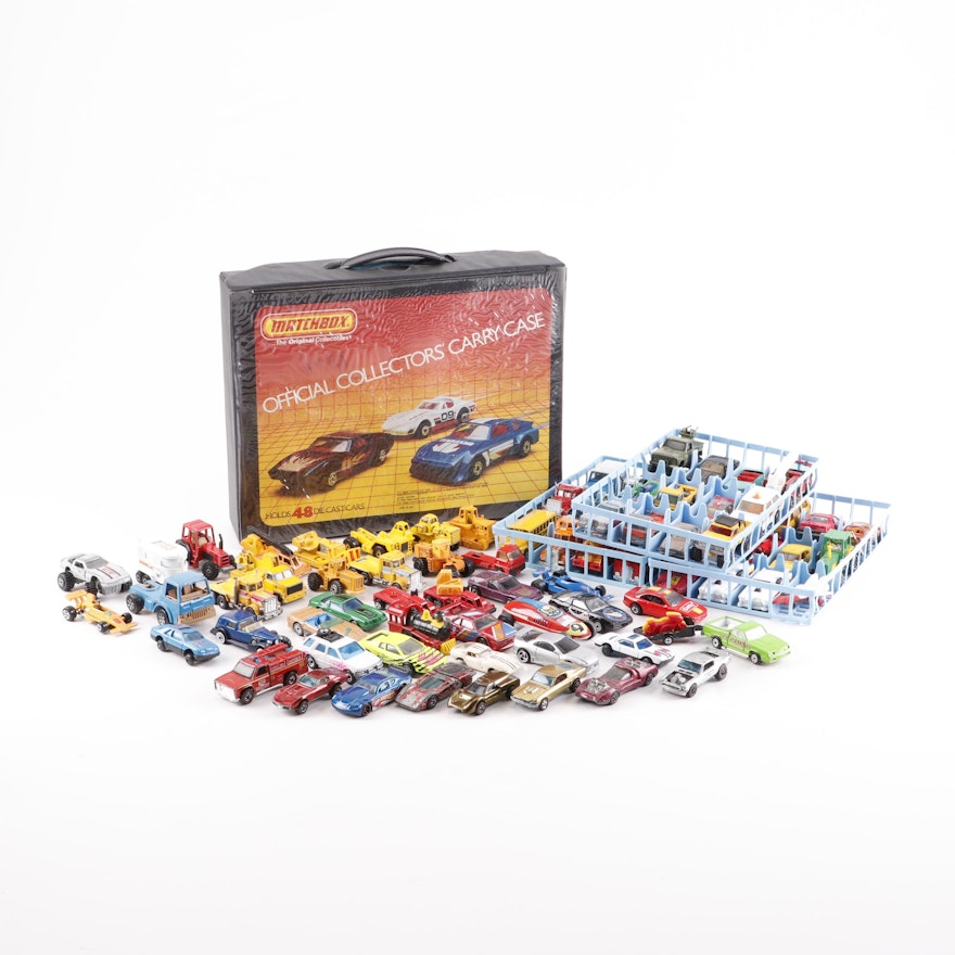 Miniature Die-Cast Cars and Other Vehicles Including Redline with Matchbox Case