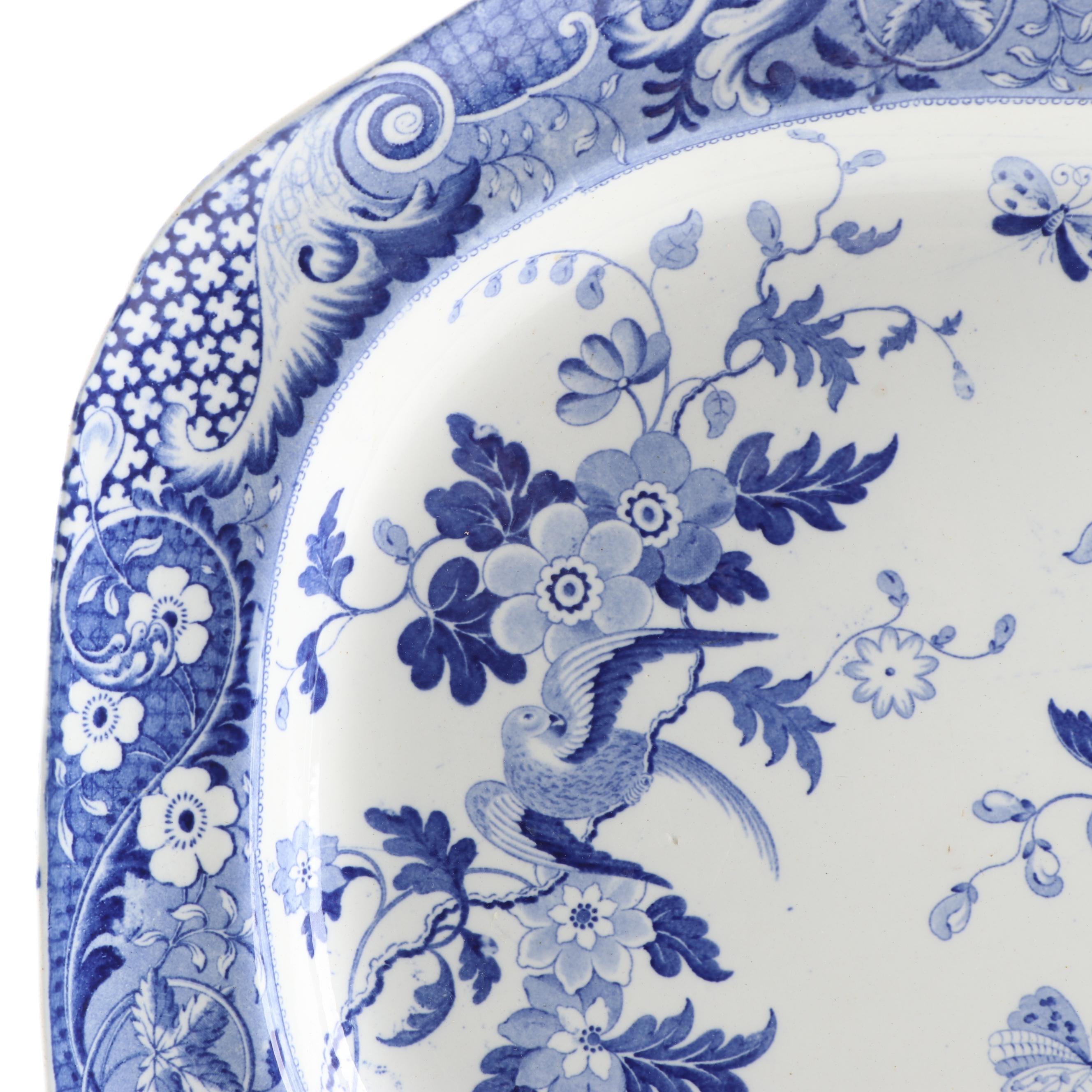 English Transferware Blue and White Chinoiserie Platter, 19th Century