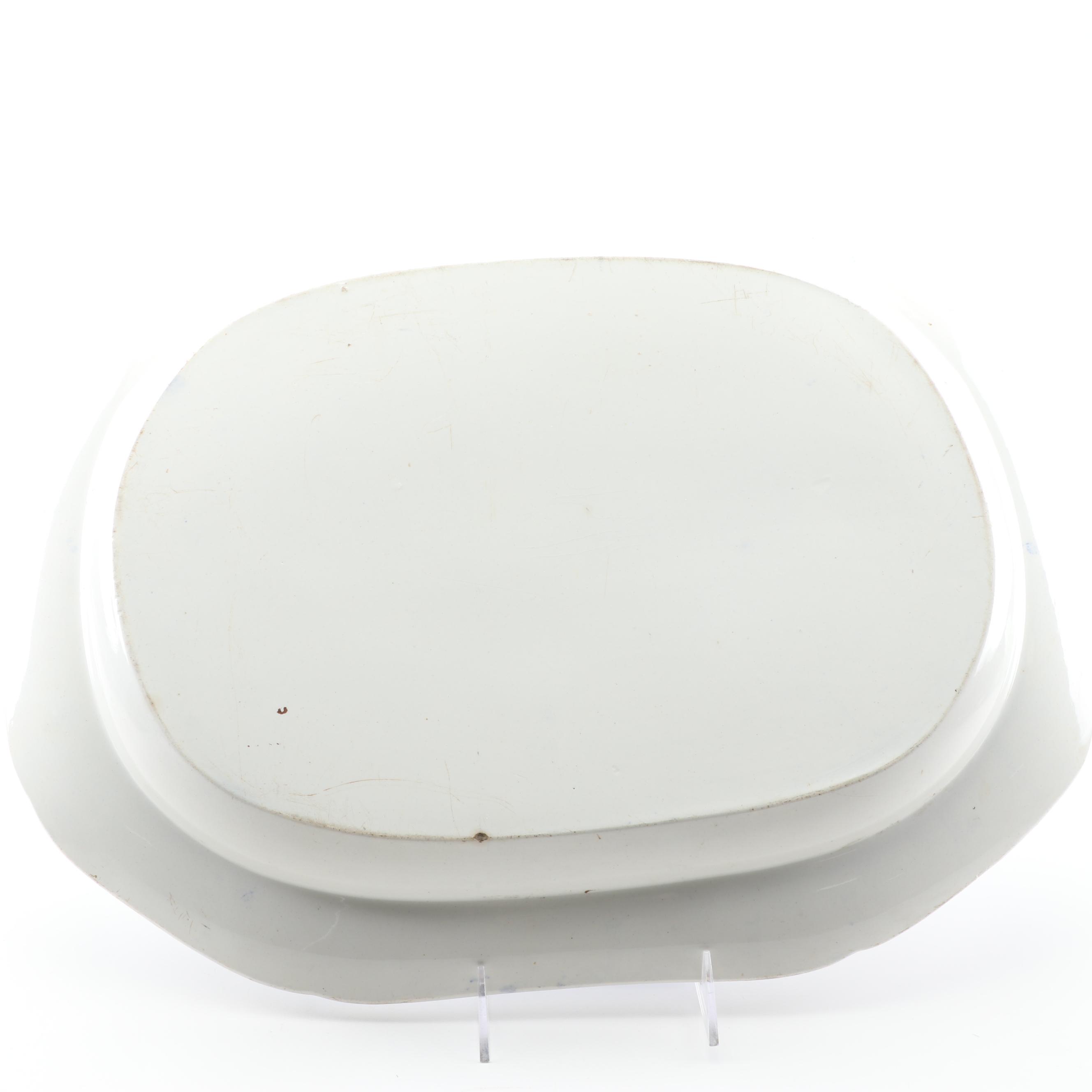 English Transferware Blue and White Chinoiserie Platter, 19th Century