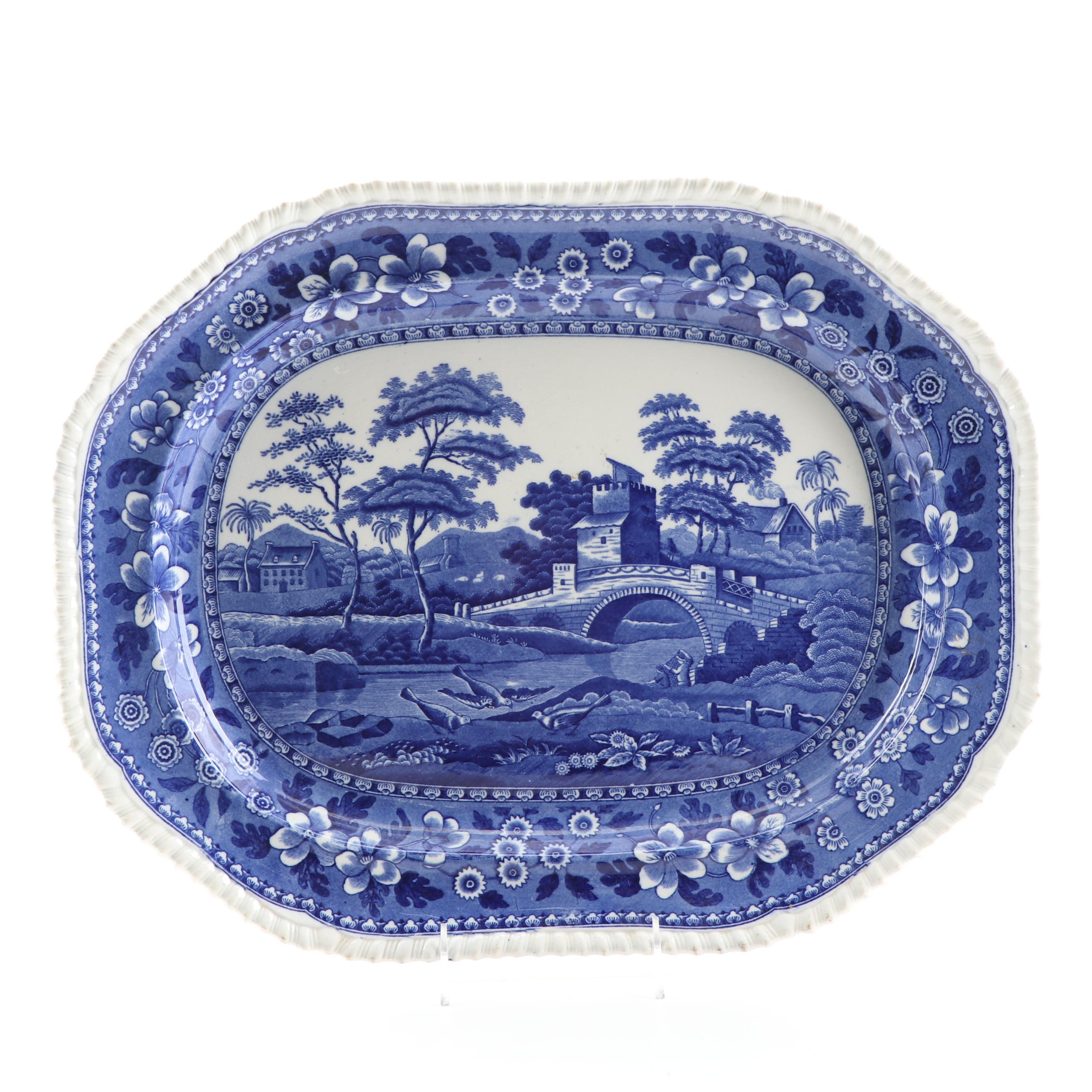 Vintage Spode "Tower Blue" Transfer-Printed Oval Serving Platter