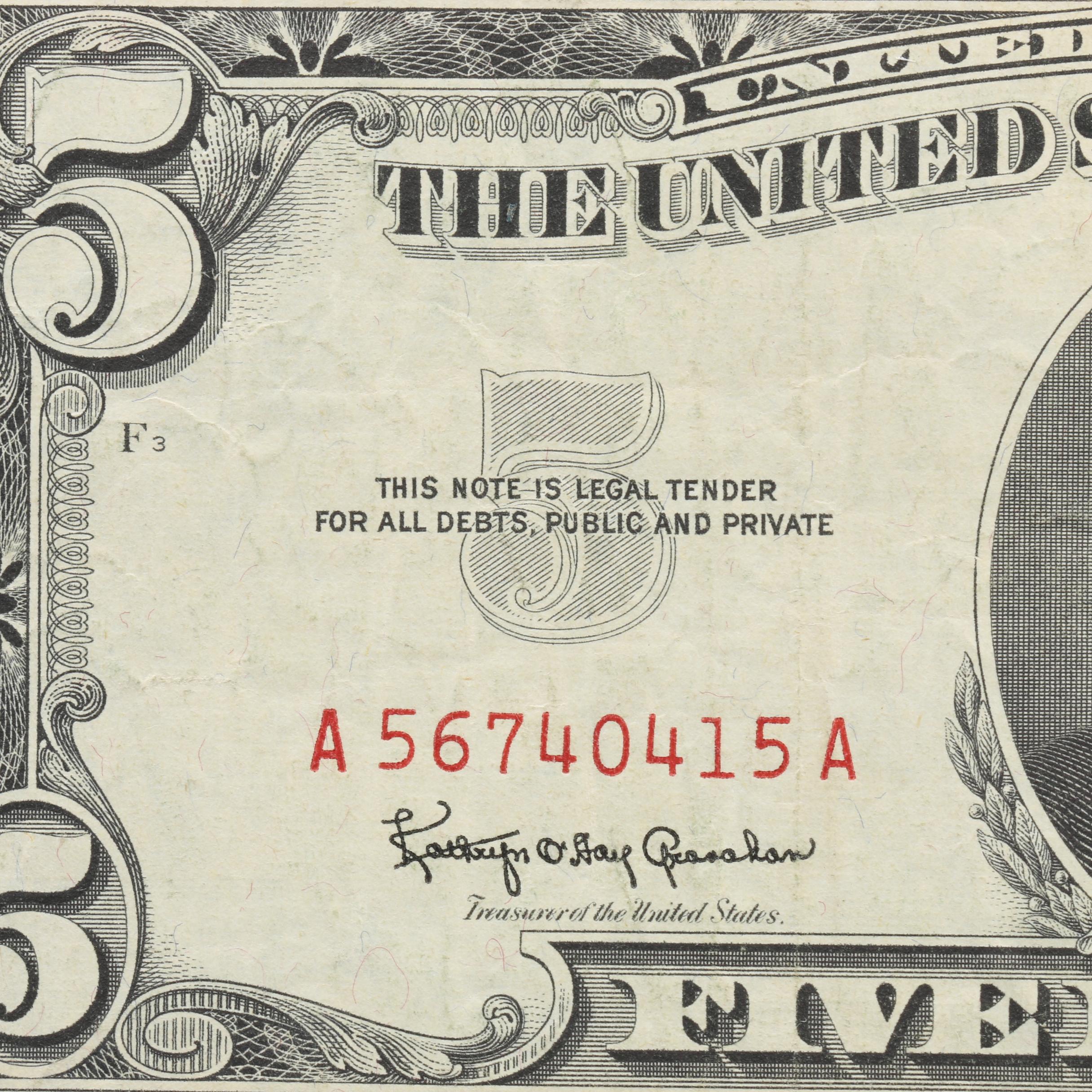 Group of Sixteen $5 Federal Reserve Notes from 1928, 1953, and 1963