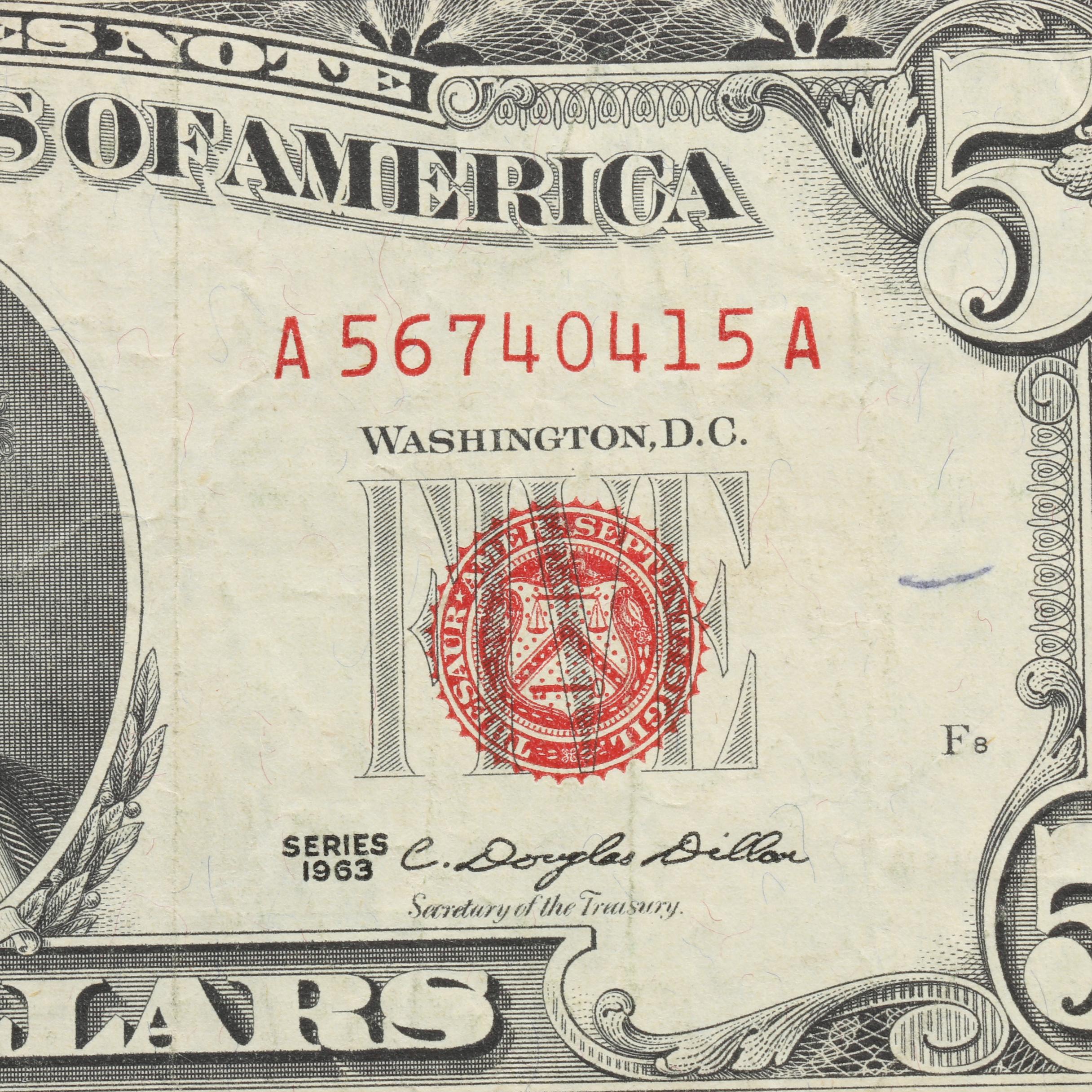 Group of Sixteen $5 Federal Reserve Notes from 1928, 1953, and 1963