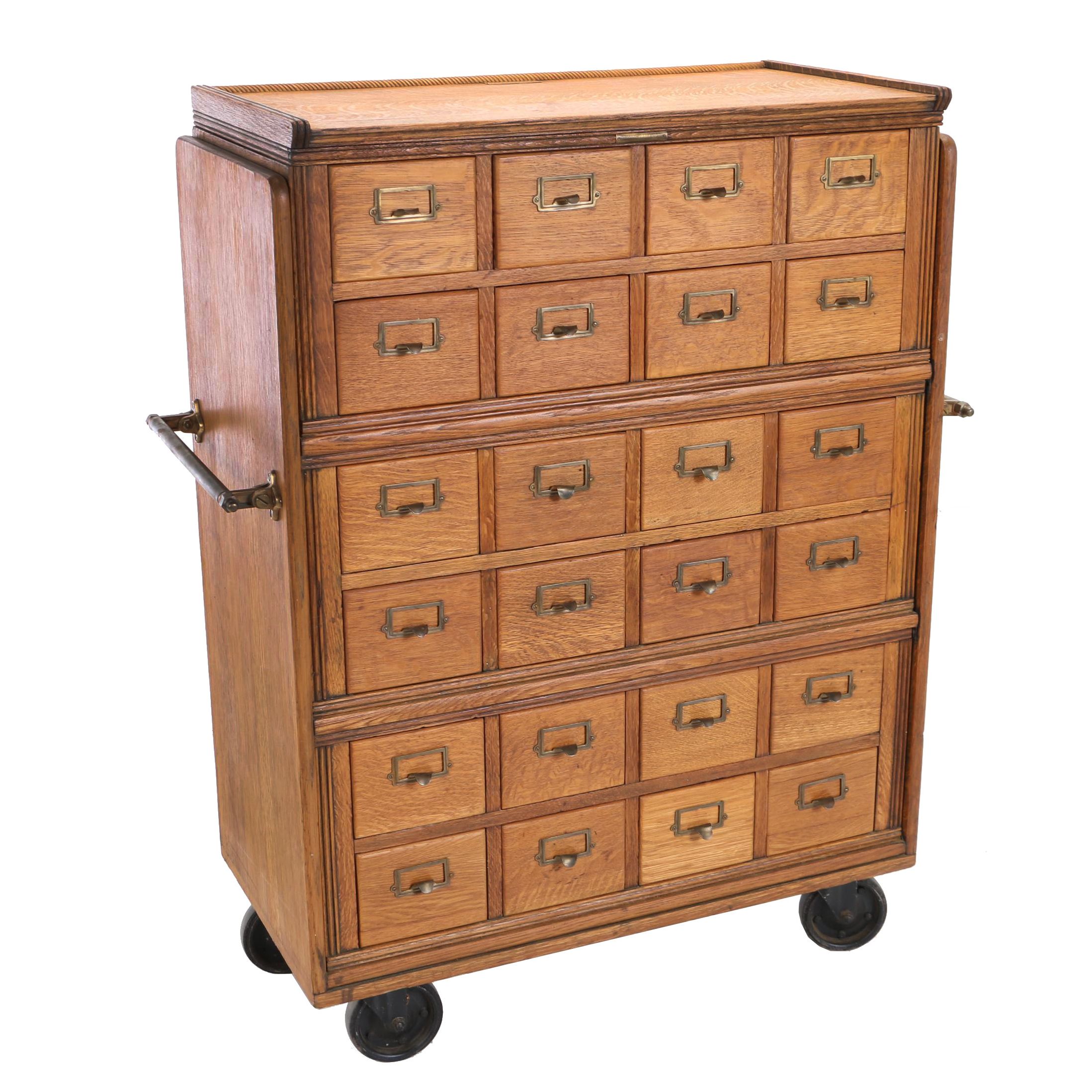 Oak Rolling Library Card Catalog by Yawman and Erbe Mfg. Co., Early 20th Century