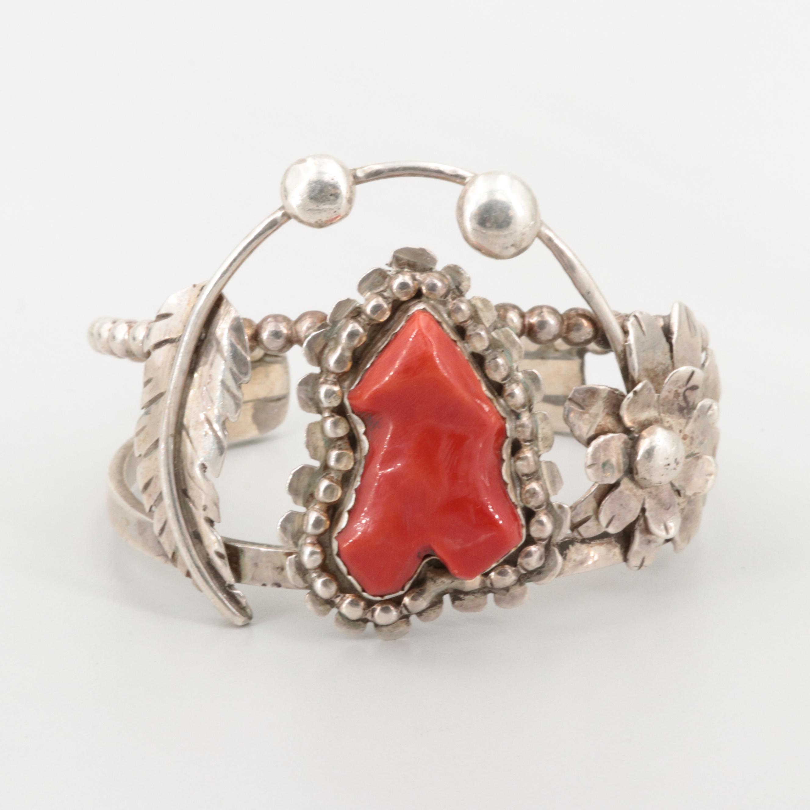 Bill Kirkham Sterling Silver Coral Bracelet