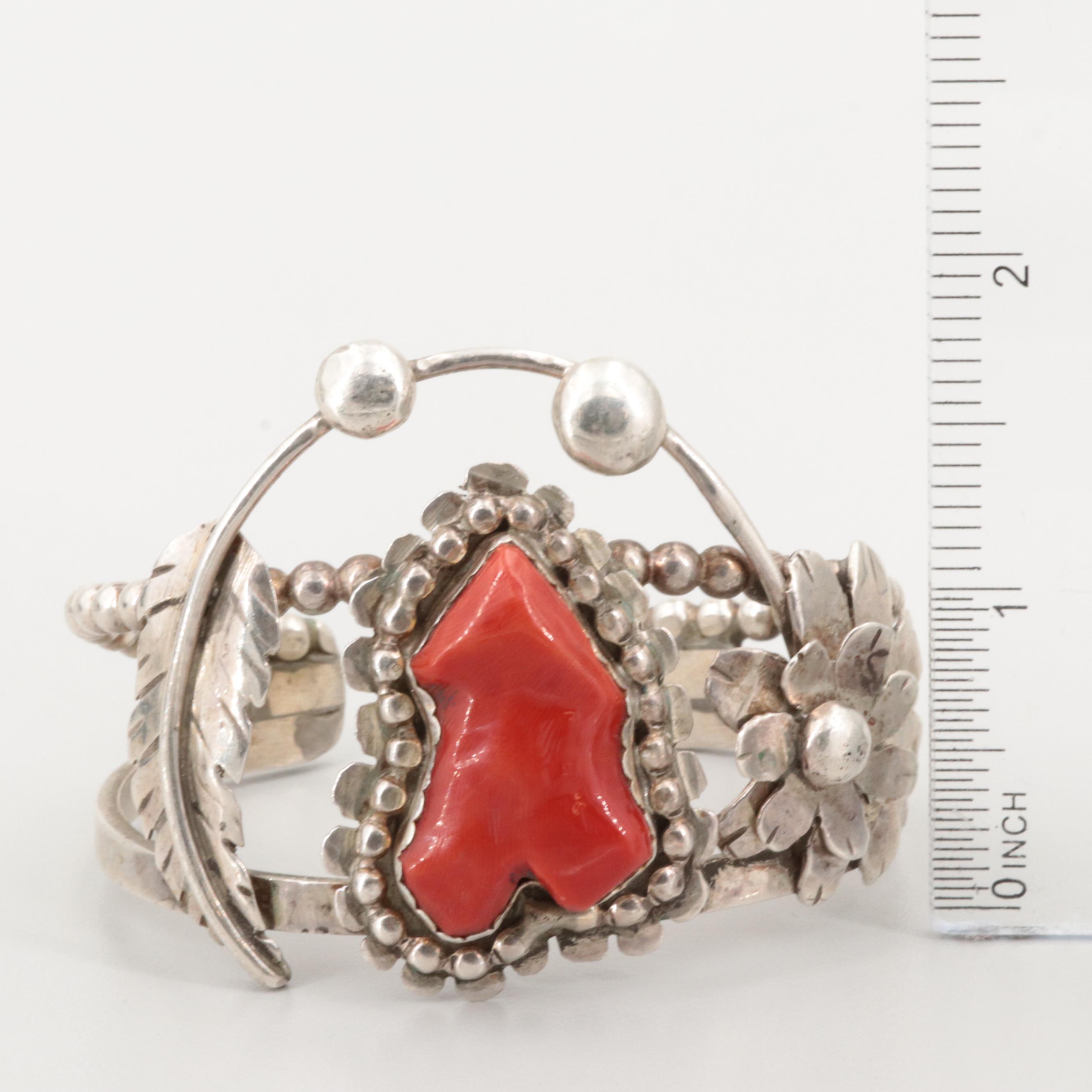 Bill Kirkham Sterling Silver Coral Bracelet