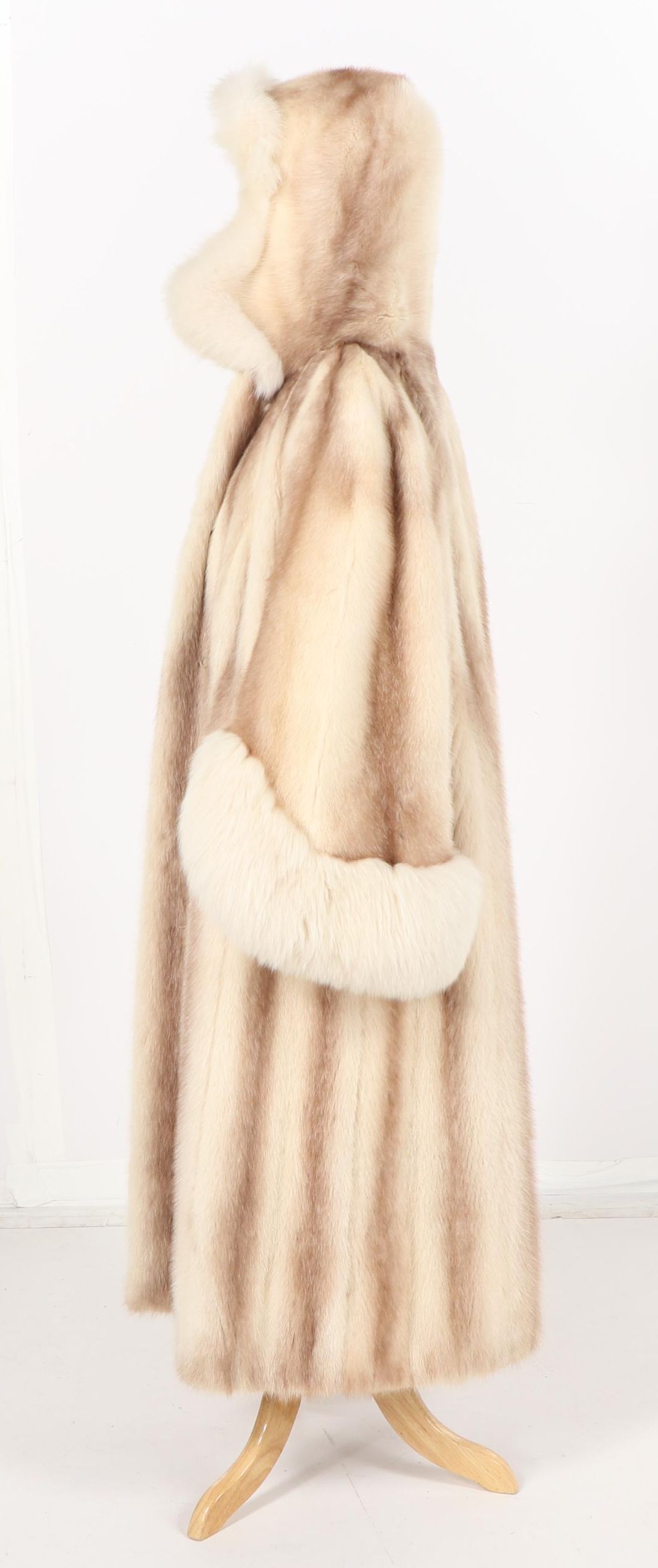 Women's Arcturus Mink Fur Coat with Hood and Fox Fur Trim