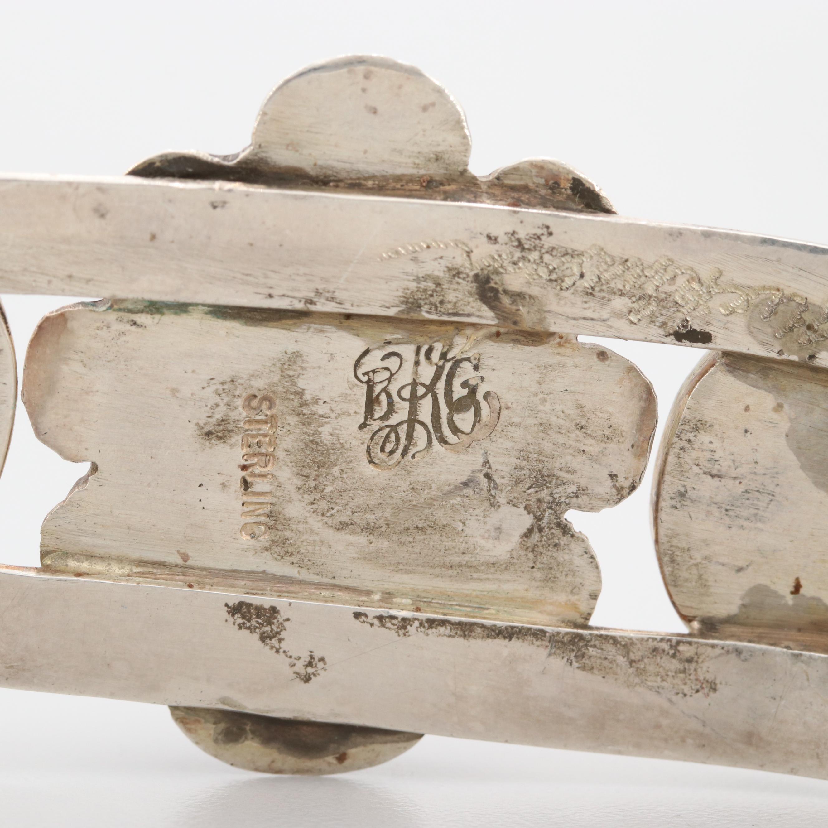 Bill Kirkham Sterling Silver Rhodochrosite Cuff Bracelet