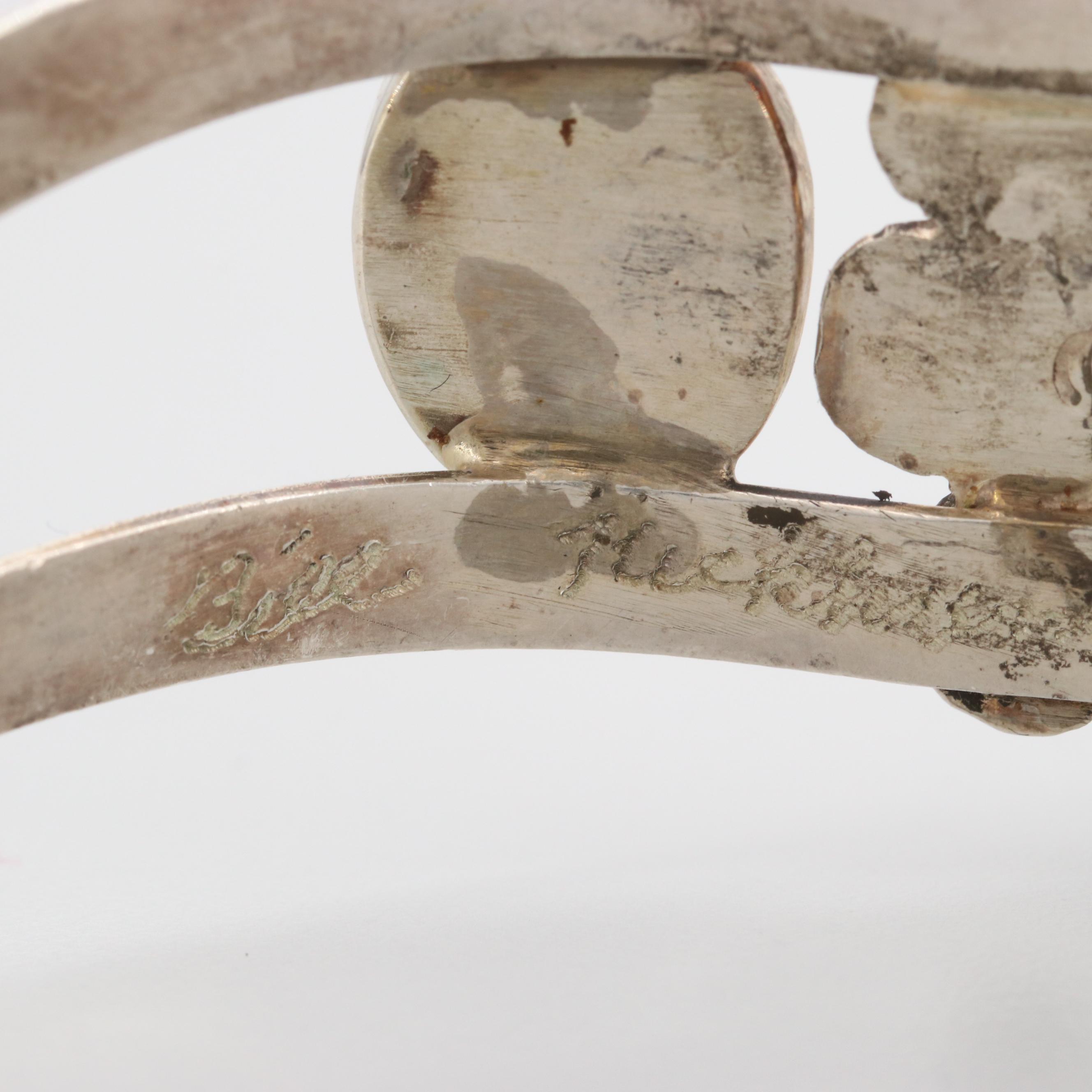 Bill Kirkham Sterling Silver Rhodochrosite Cuff Bracelet