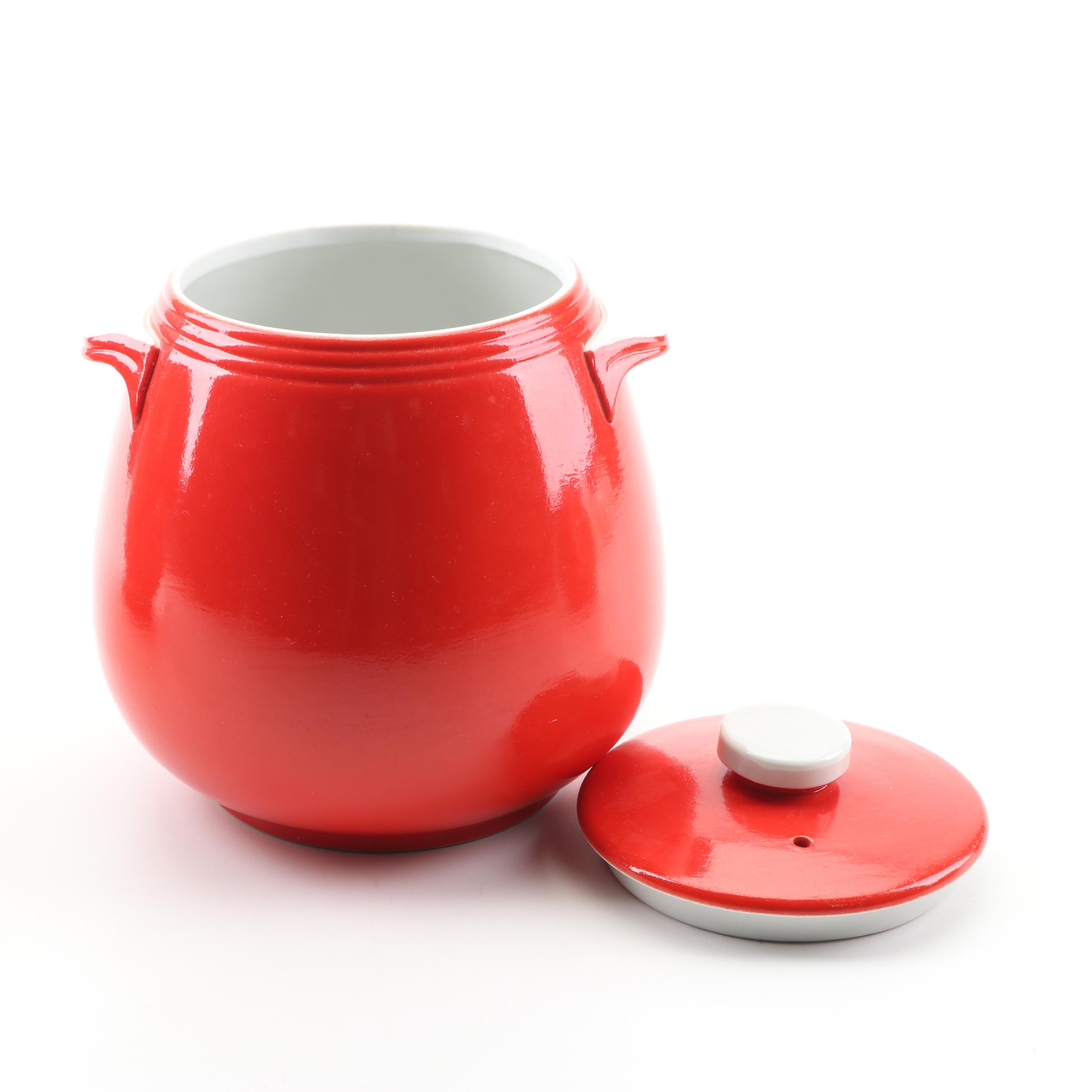 Hall "Chinese Red" Ceramic Cookie Jars and Teapot, Mid-Century