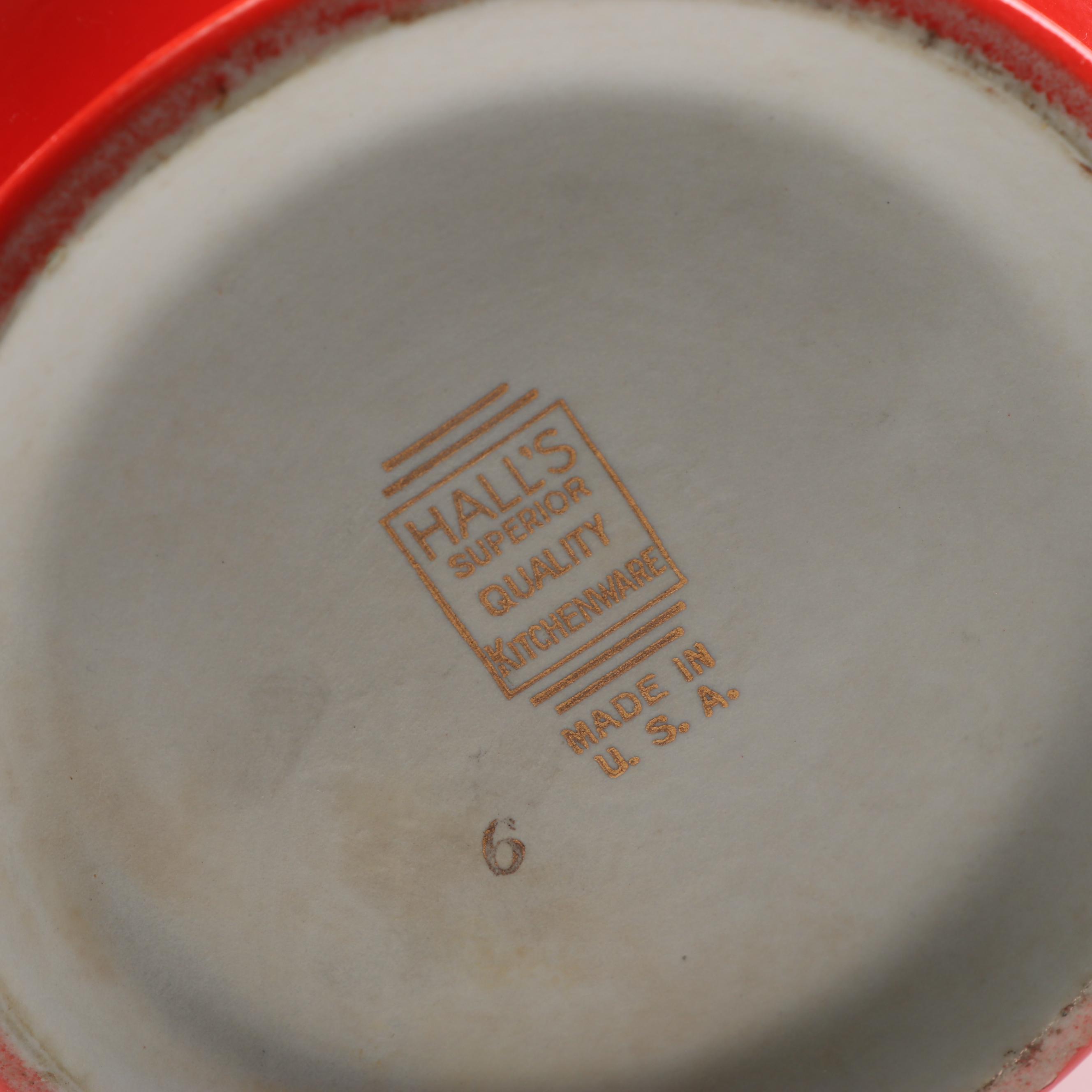 Hall "Chinese Red" Ceramic Cookie Jars and Teapot, Mid-Century