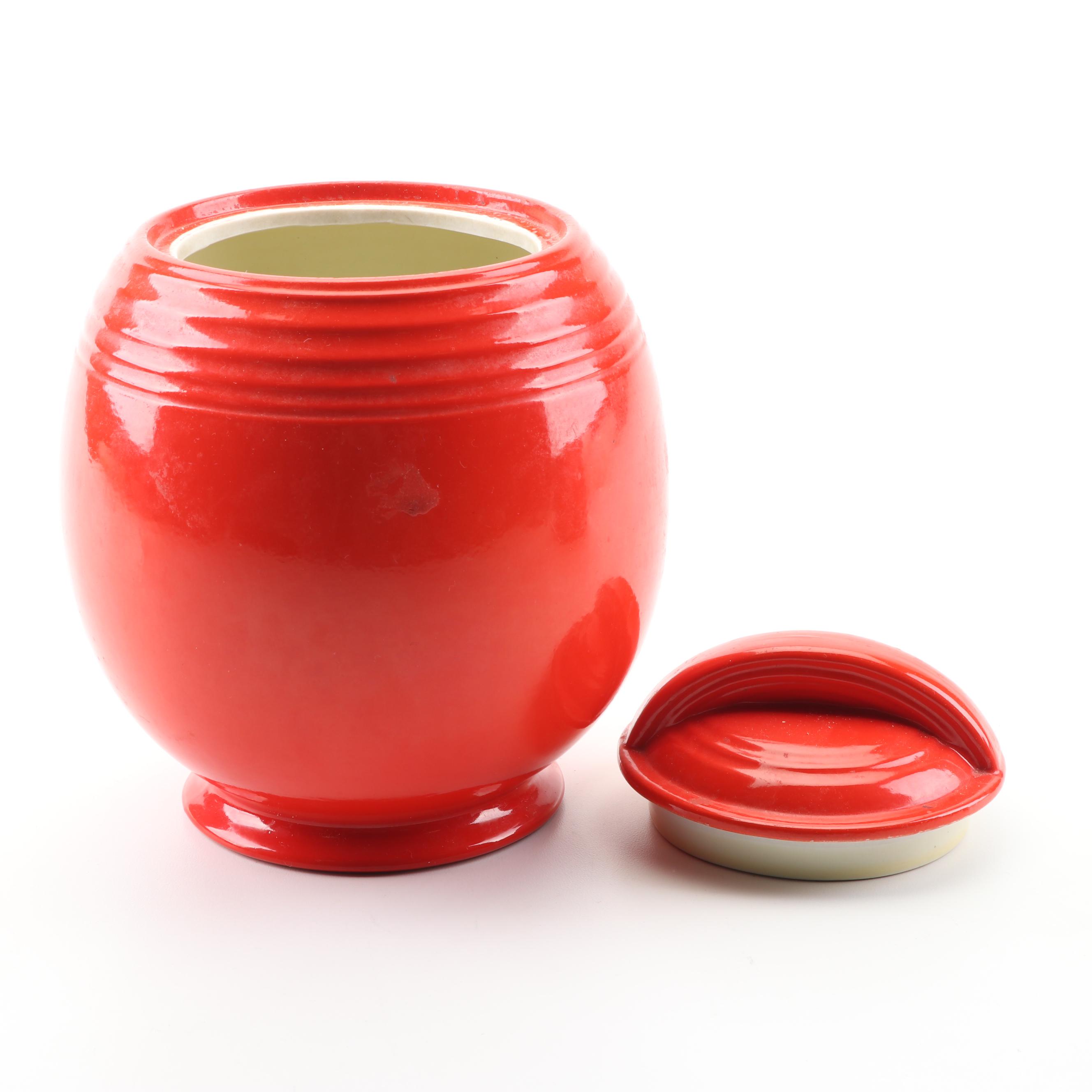 Hall "Chinese Red" Ceramic Cookie Jars and Teapot, Mid-Century