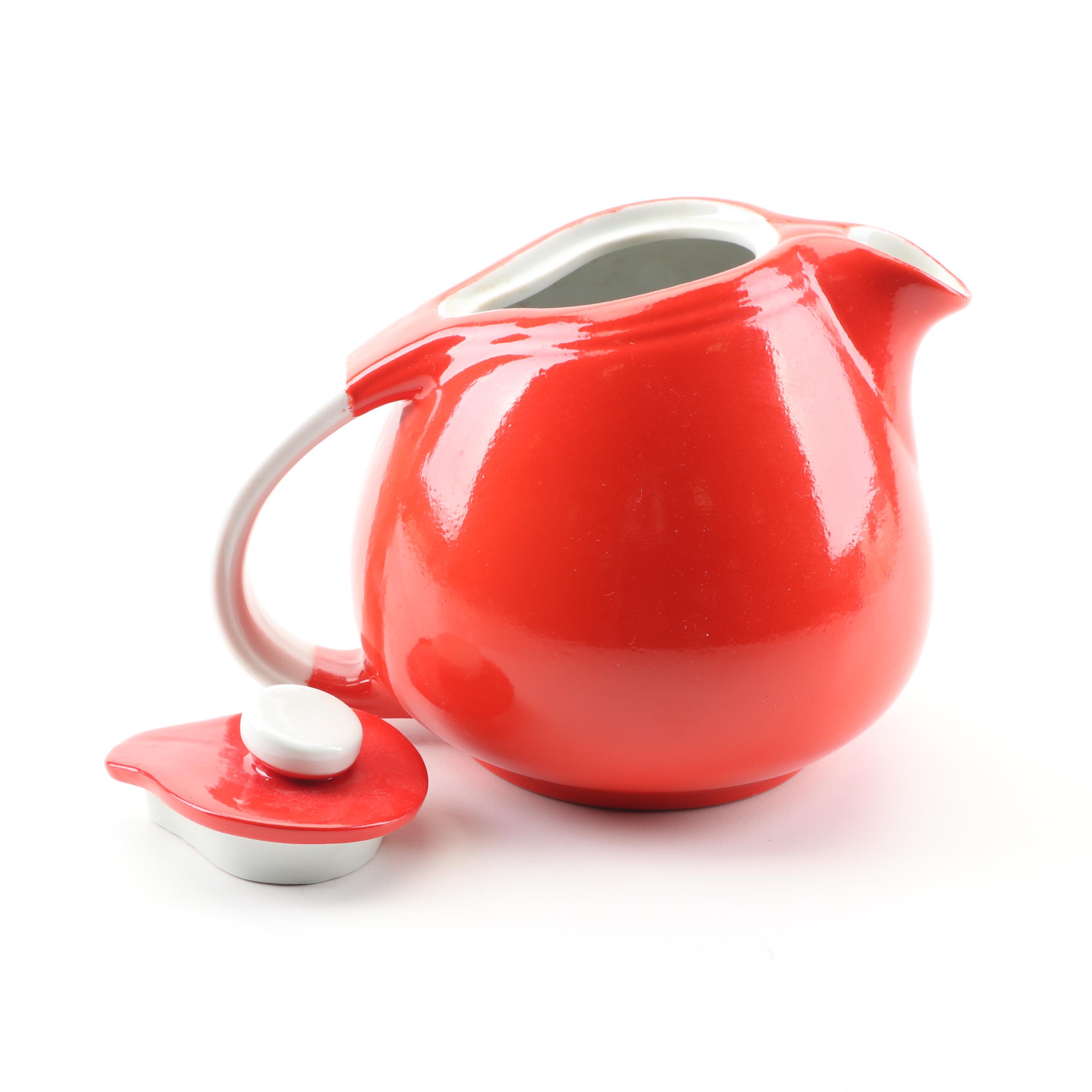 Hall "Chinese Red" Ceramic Cookie Jars and Teapot, Mid-Century