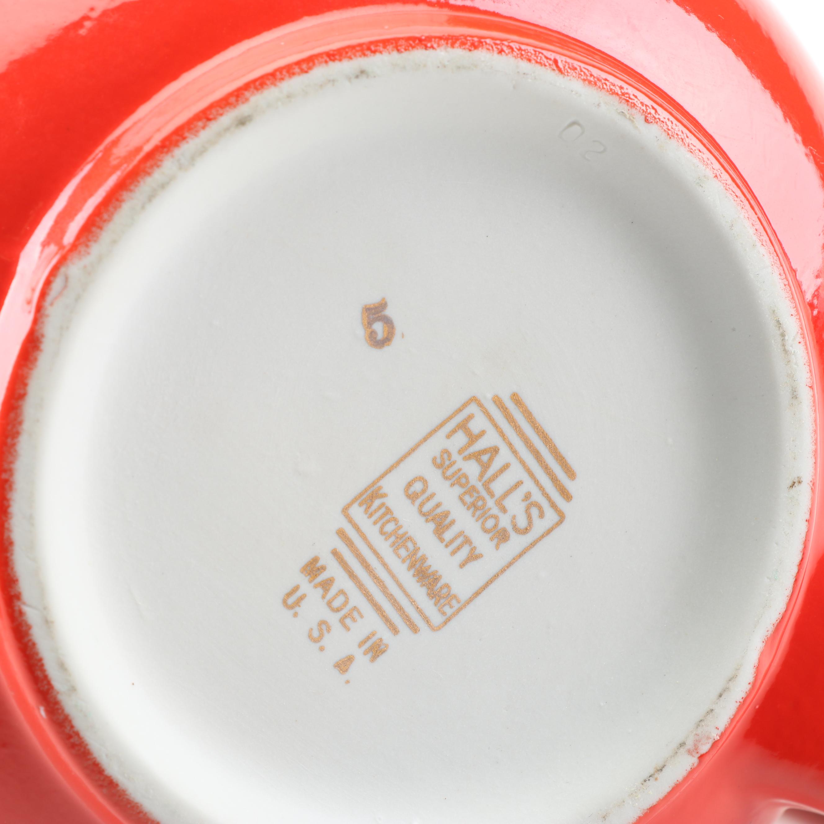 Hall "Chinese Red" Ceramic Cookie Jars and Teapot, Mid-Century