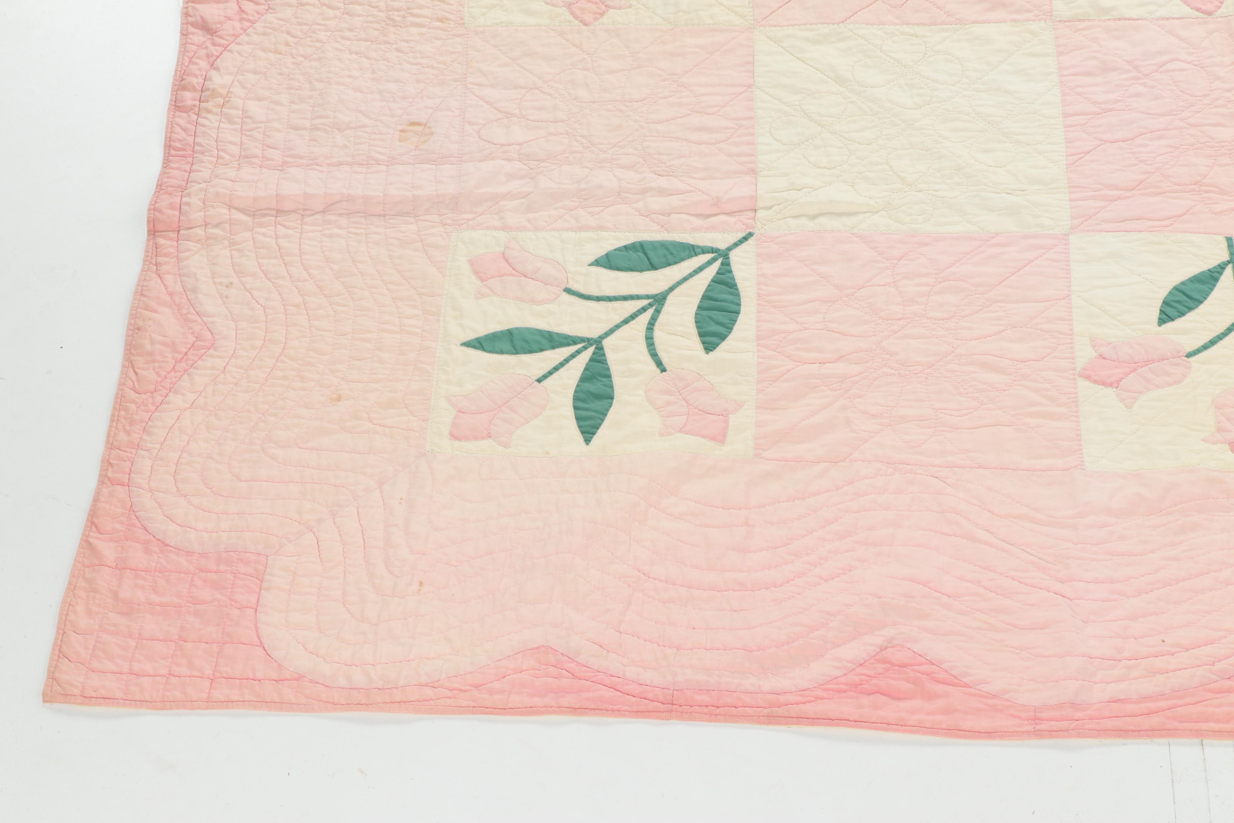 Handmade "Tulip" Applique Quilt