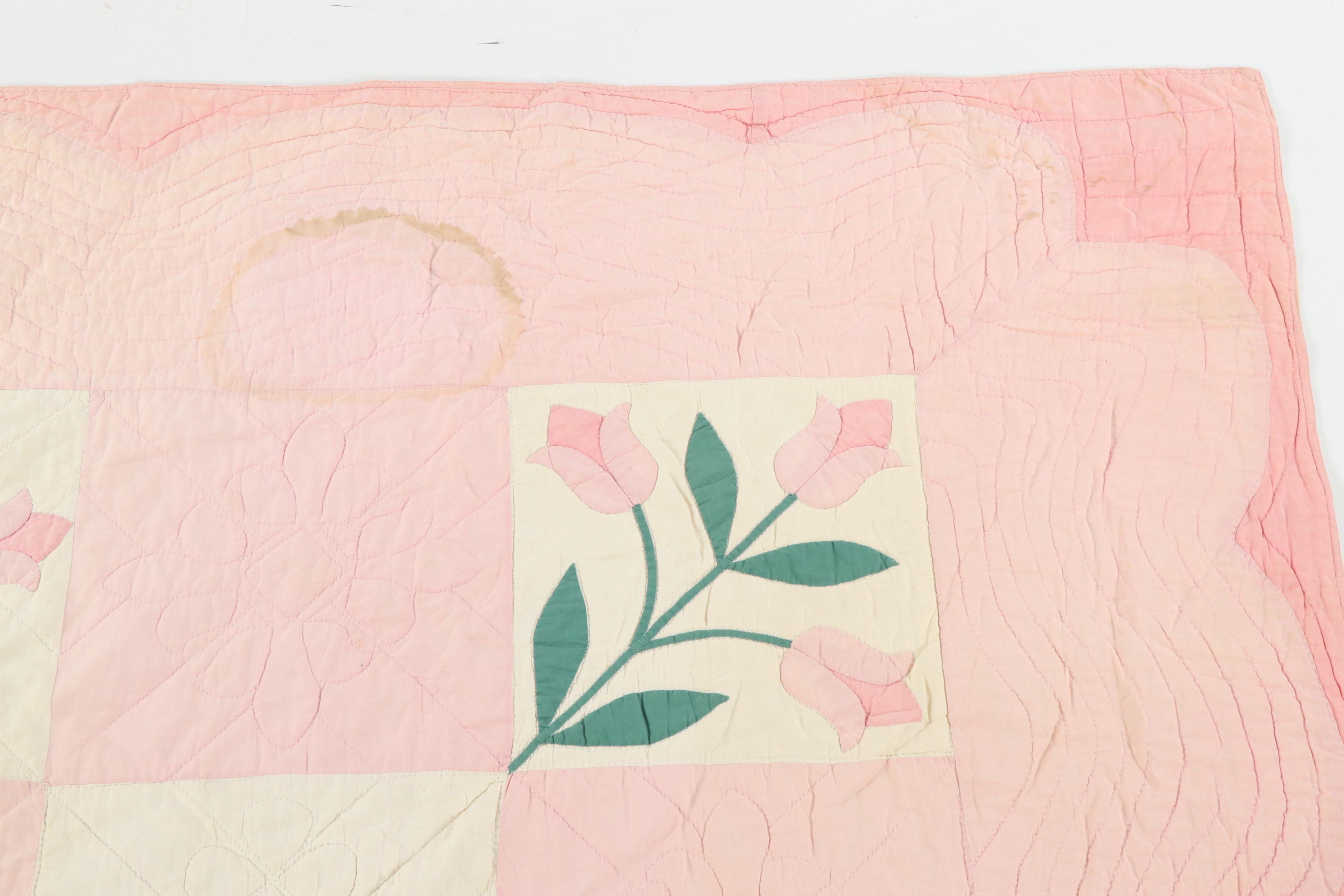 Handmade "Tulip" Applique Quilt