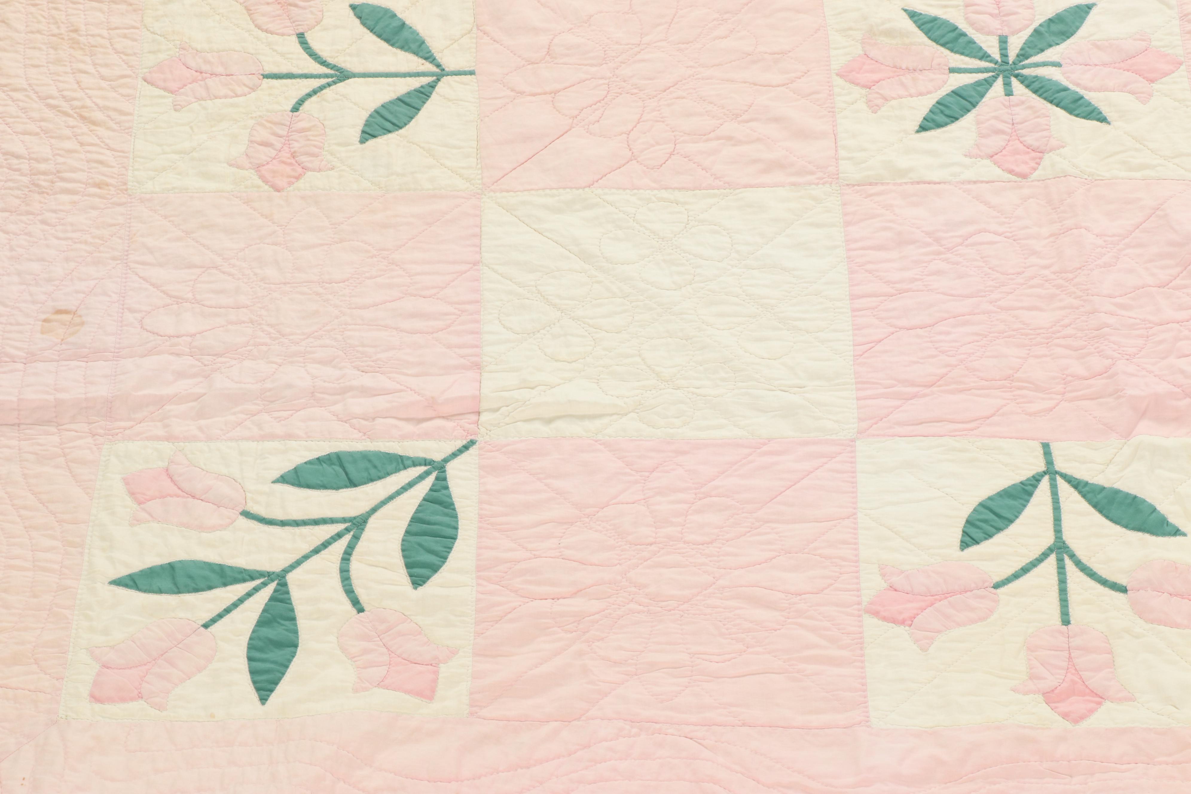 Handmade "Tulip" Applique Quilt