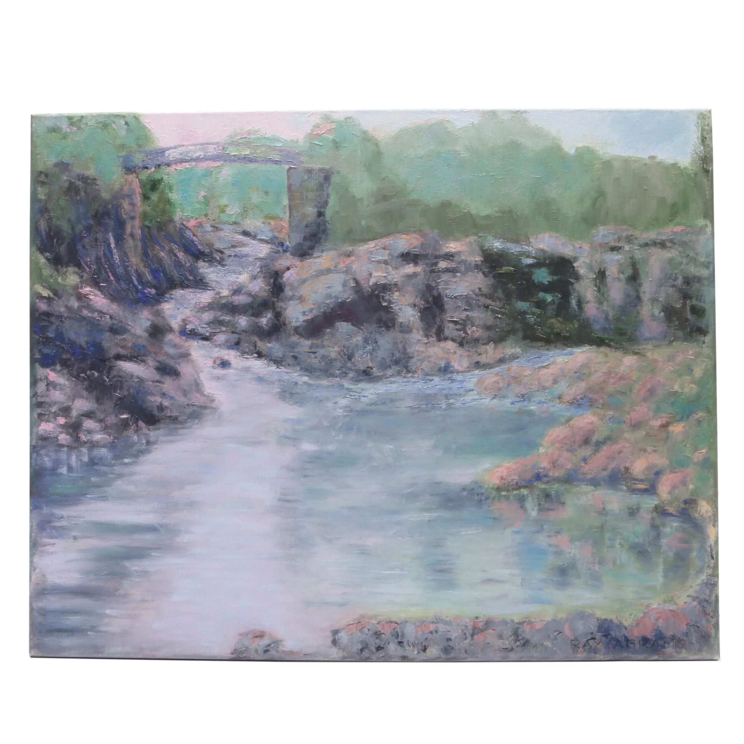 Ray Abrams Landscape Oil Painting of Stream