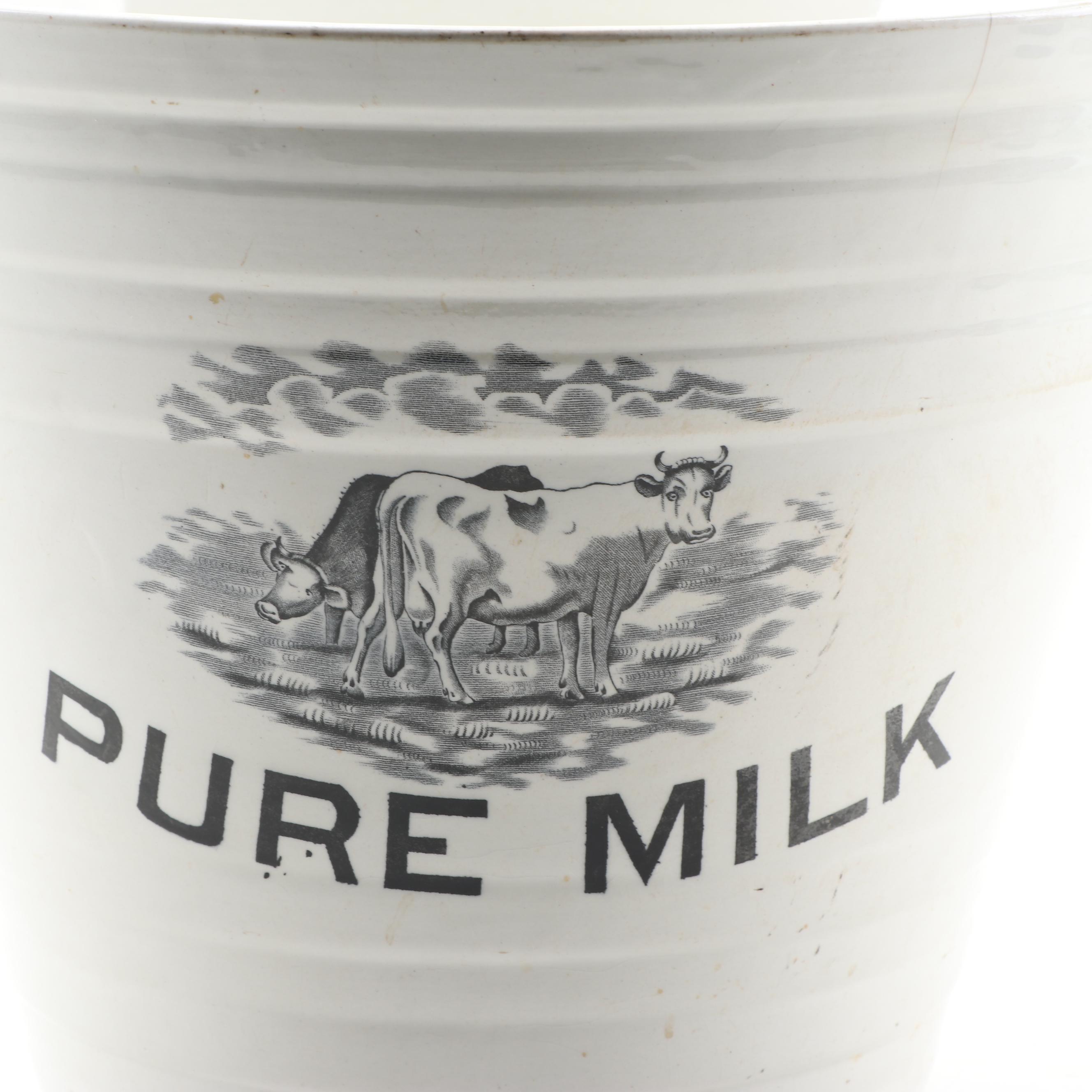 English "Pure Milk" Ironstone Bucket, Late 19th Century
