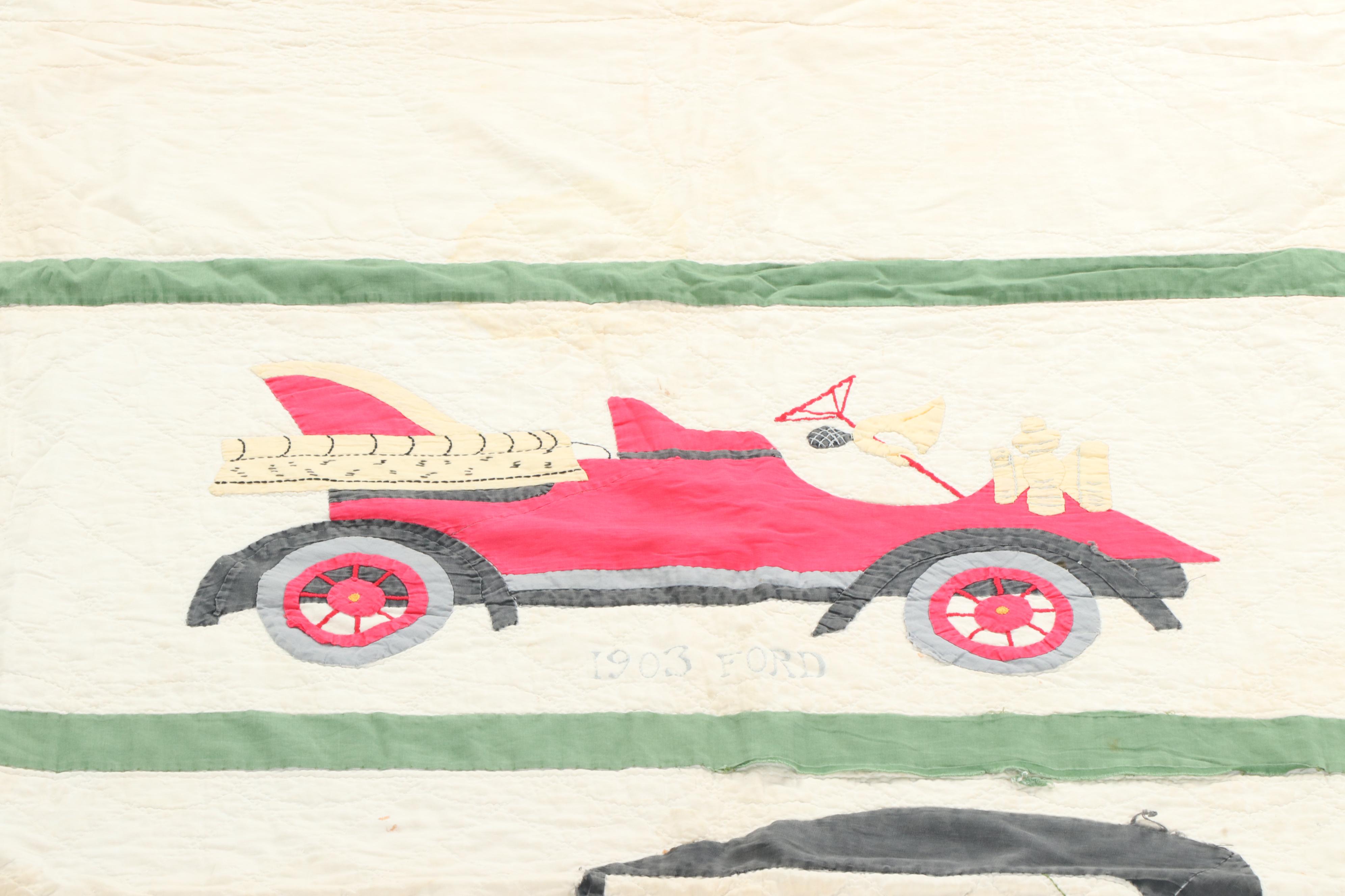 Handmade "Antique Automobile" Applique Quilt