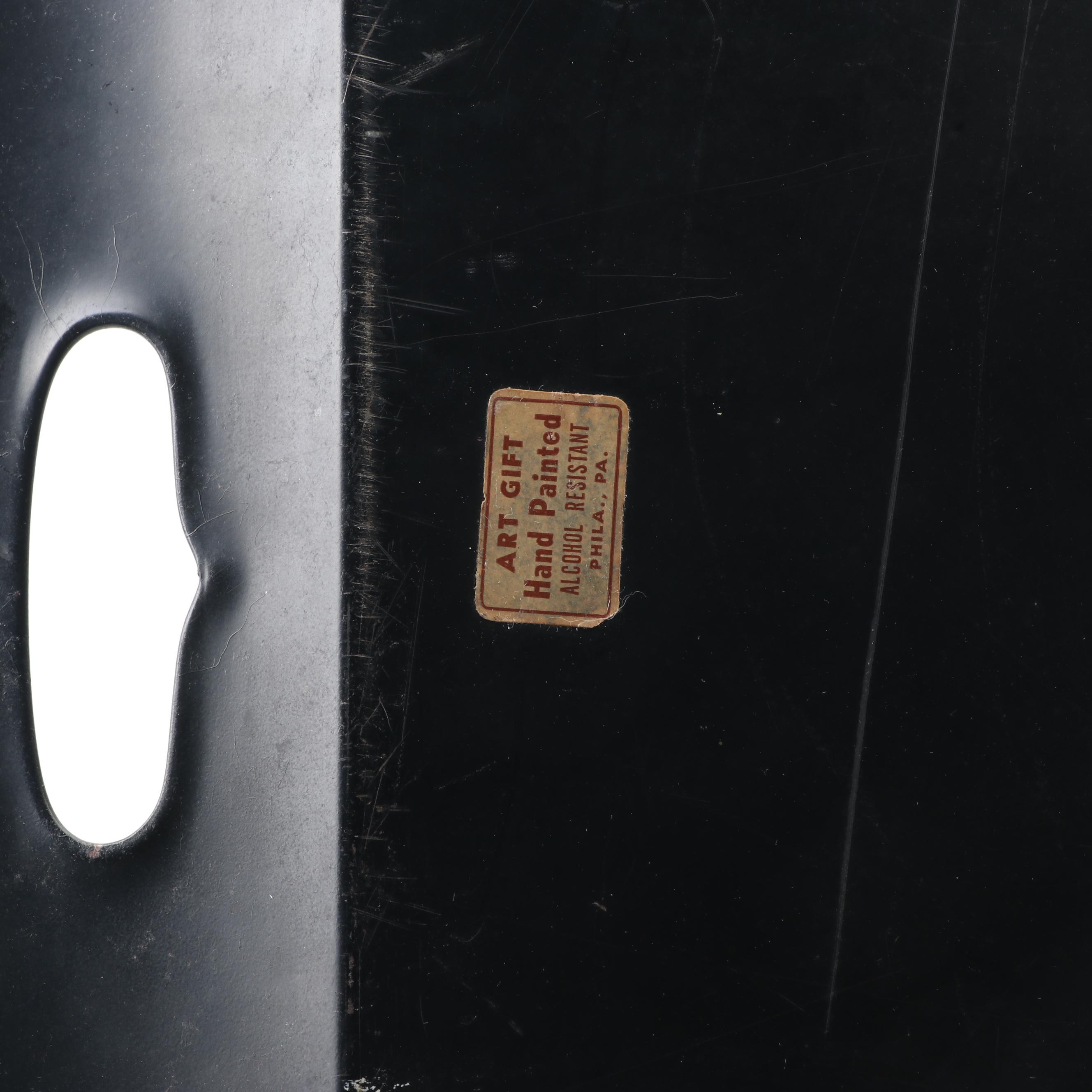 Hand-Painted Art Gift Tole Tray, Mid-Century