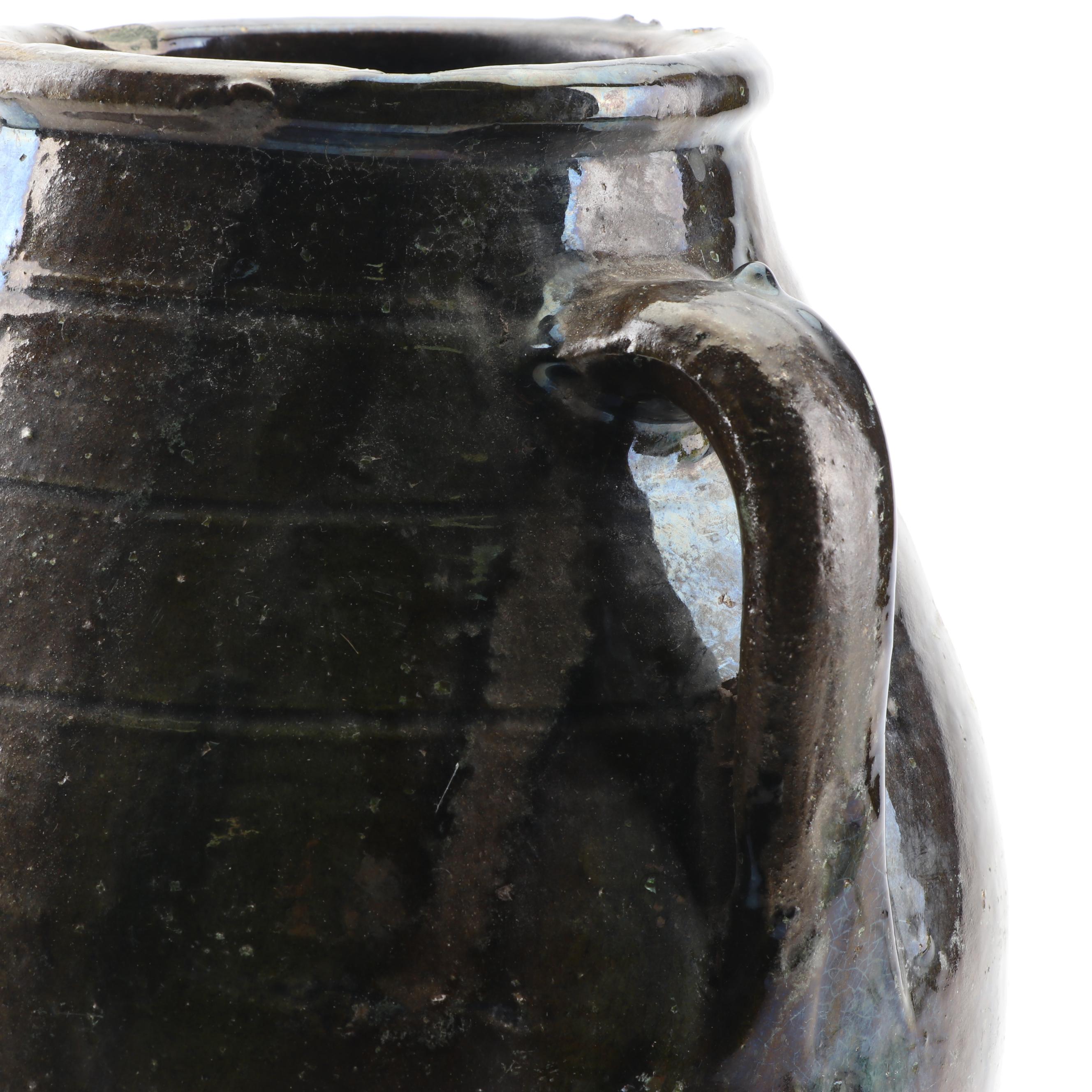 Alkaline Glazed Double Handled Stoneware Crock