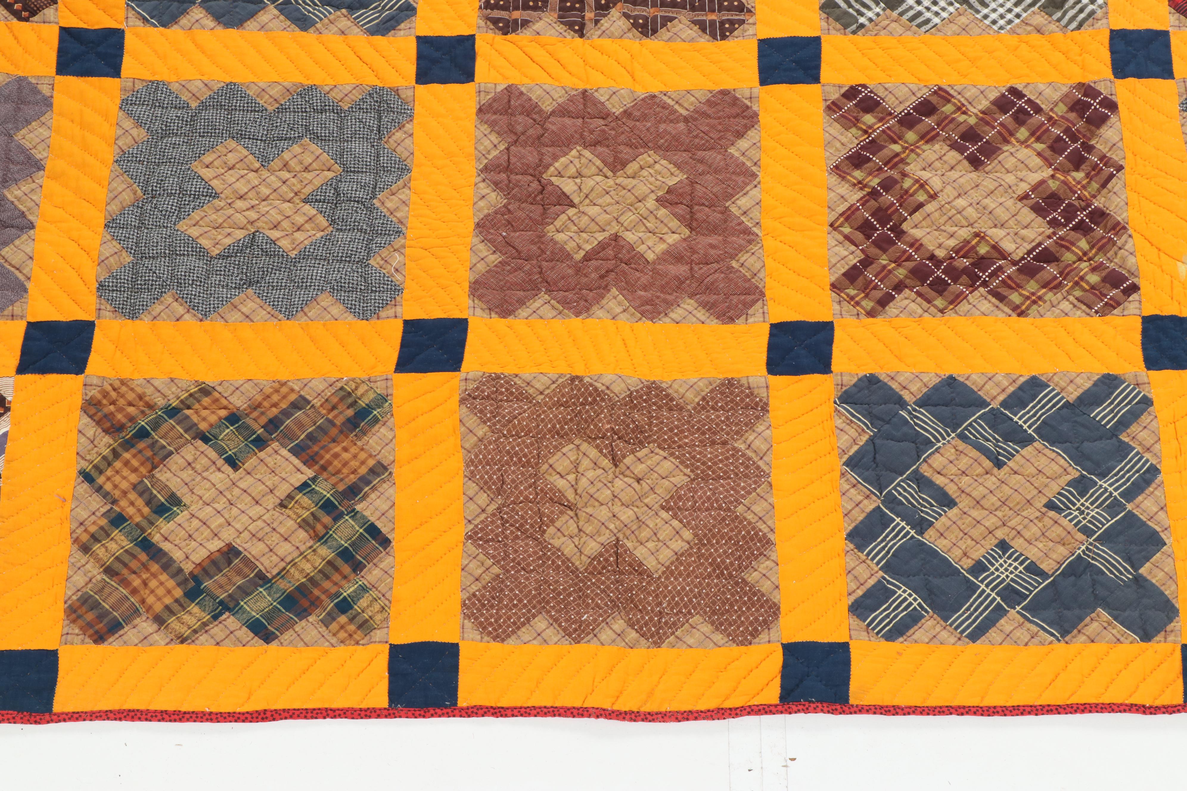 Handmade "Postage Stamp" Block Quilt