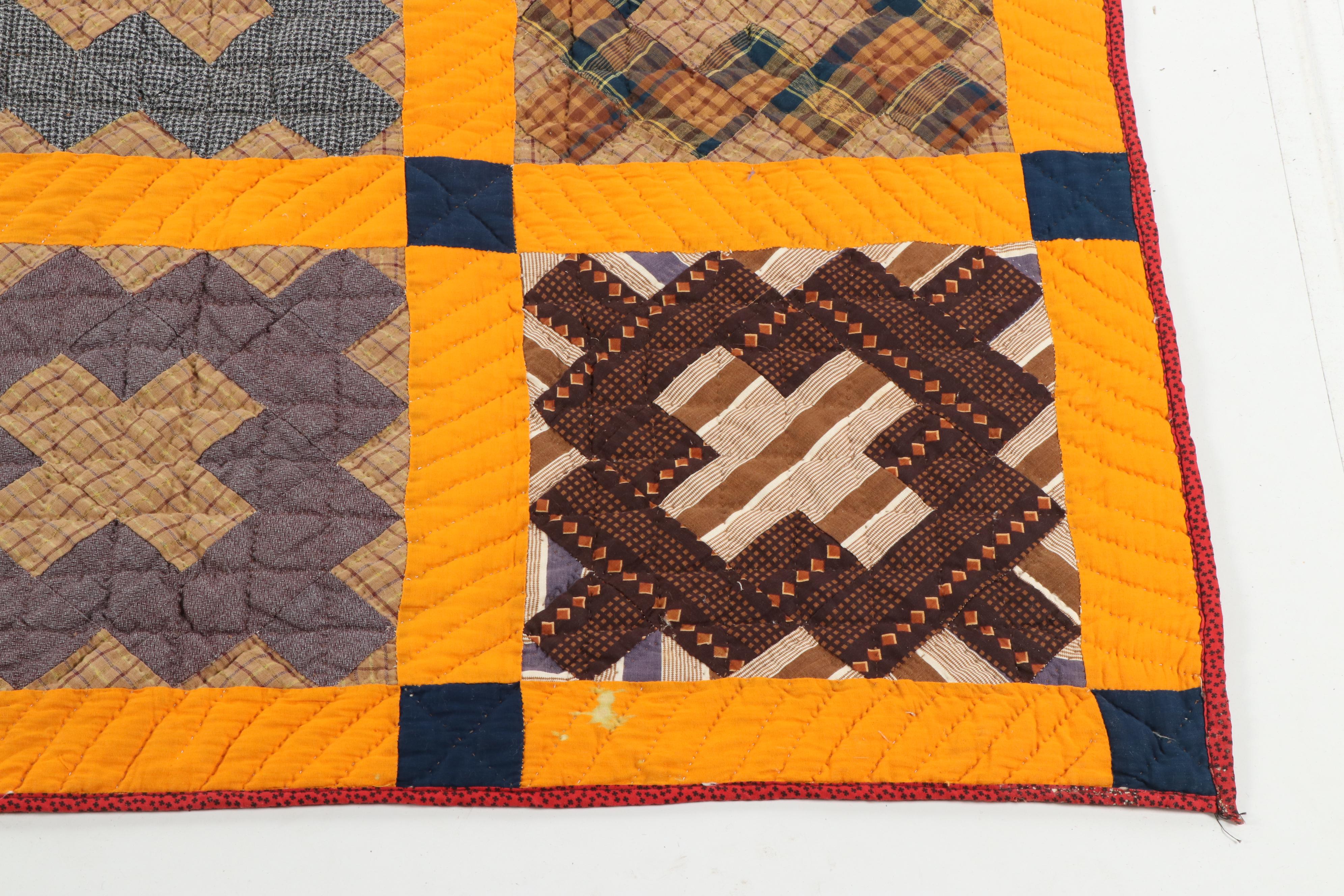 Handmade "Postage Stamp" Block Quilt