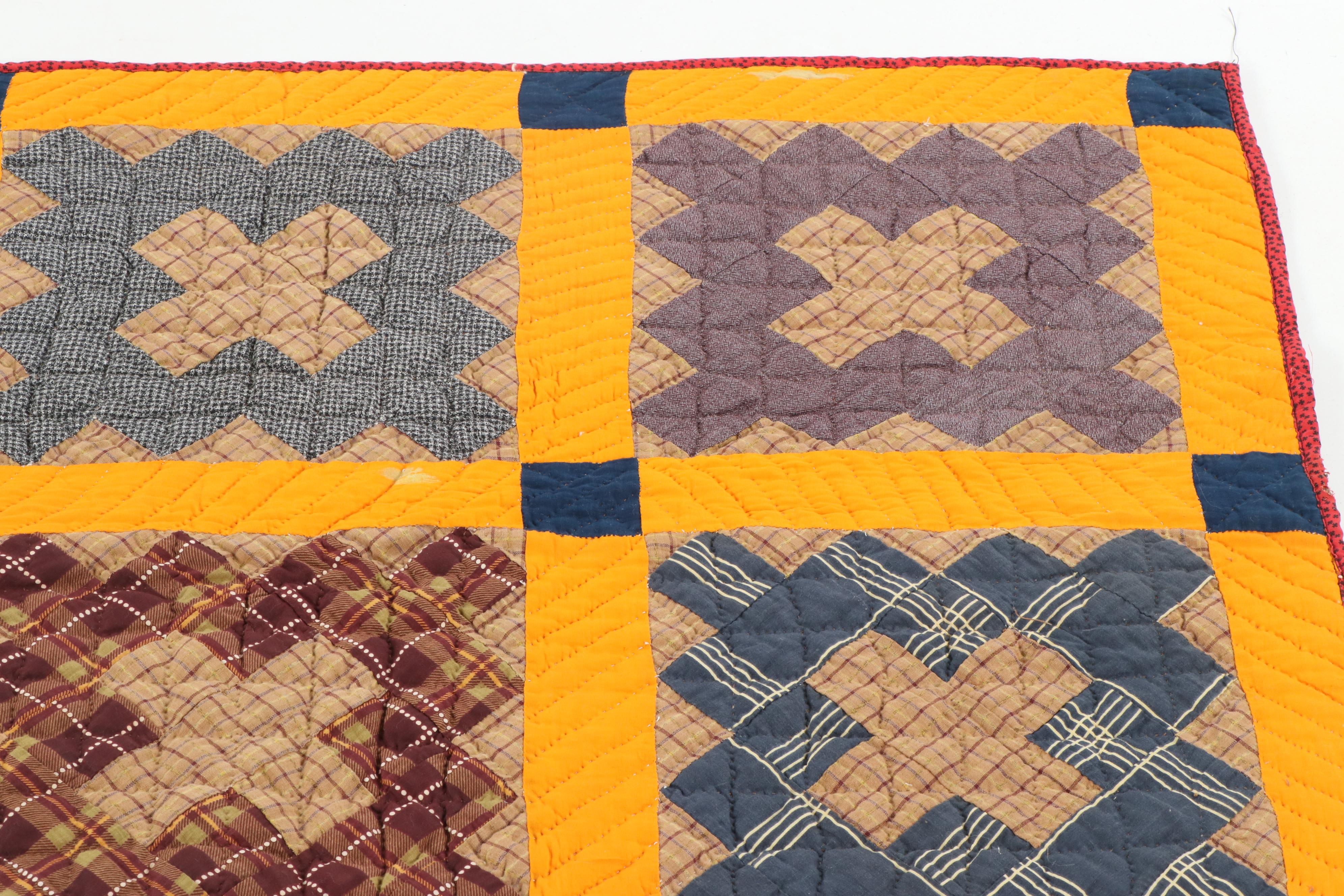 Handmade "Postage Stamp" Block Quilt