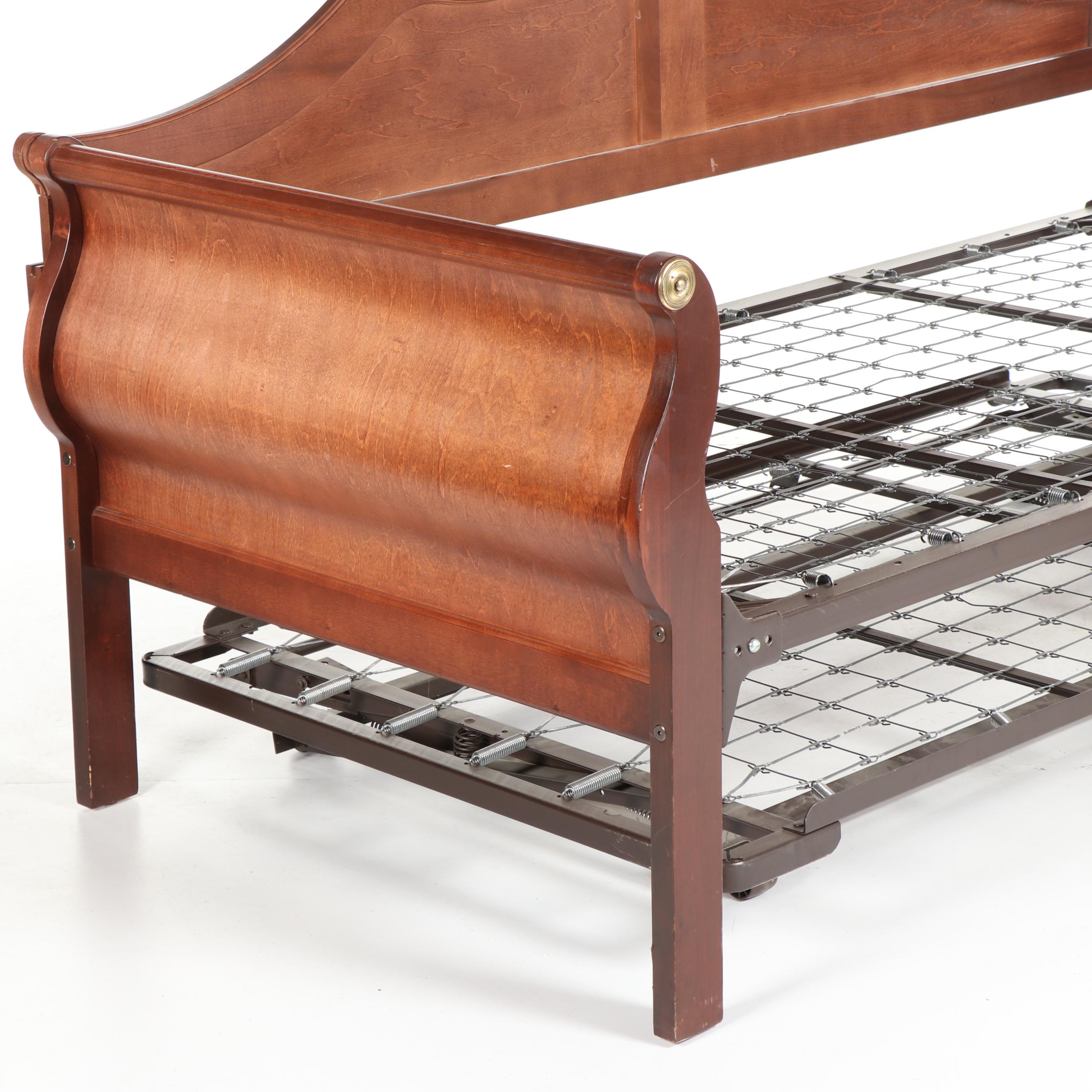 Veneered Sleigh Daybed with Trundle, 20th Century