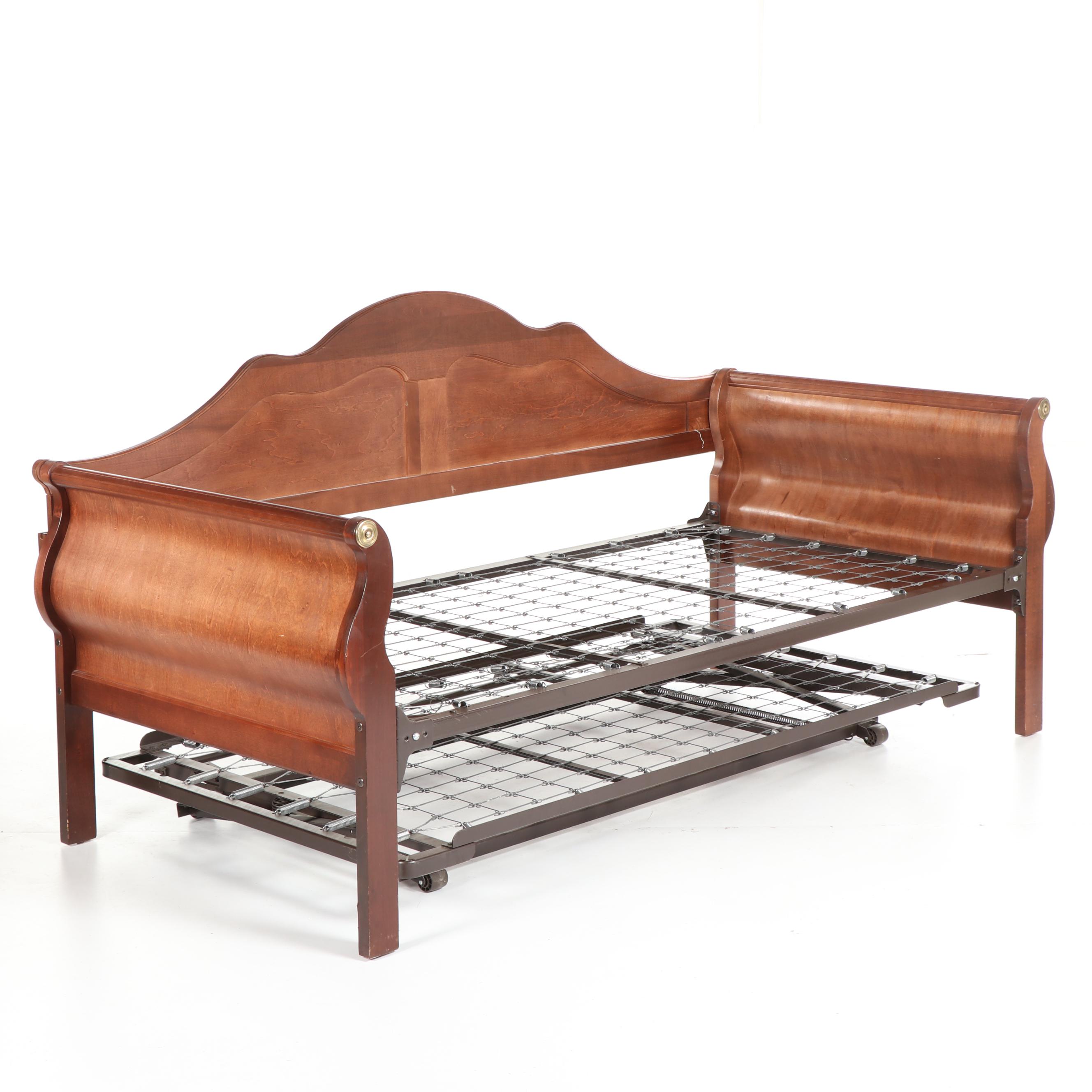 Veneered Sleigh Daybed with Trundle, 20th Century