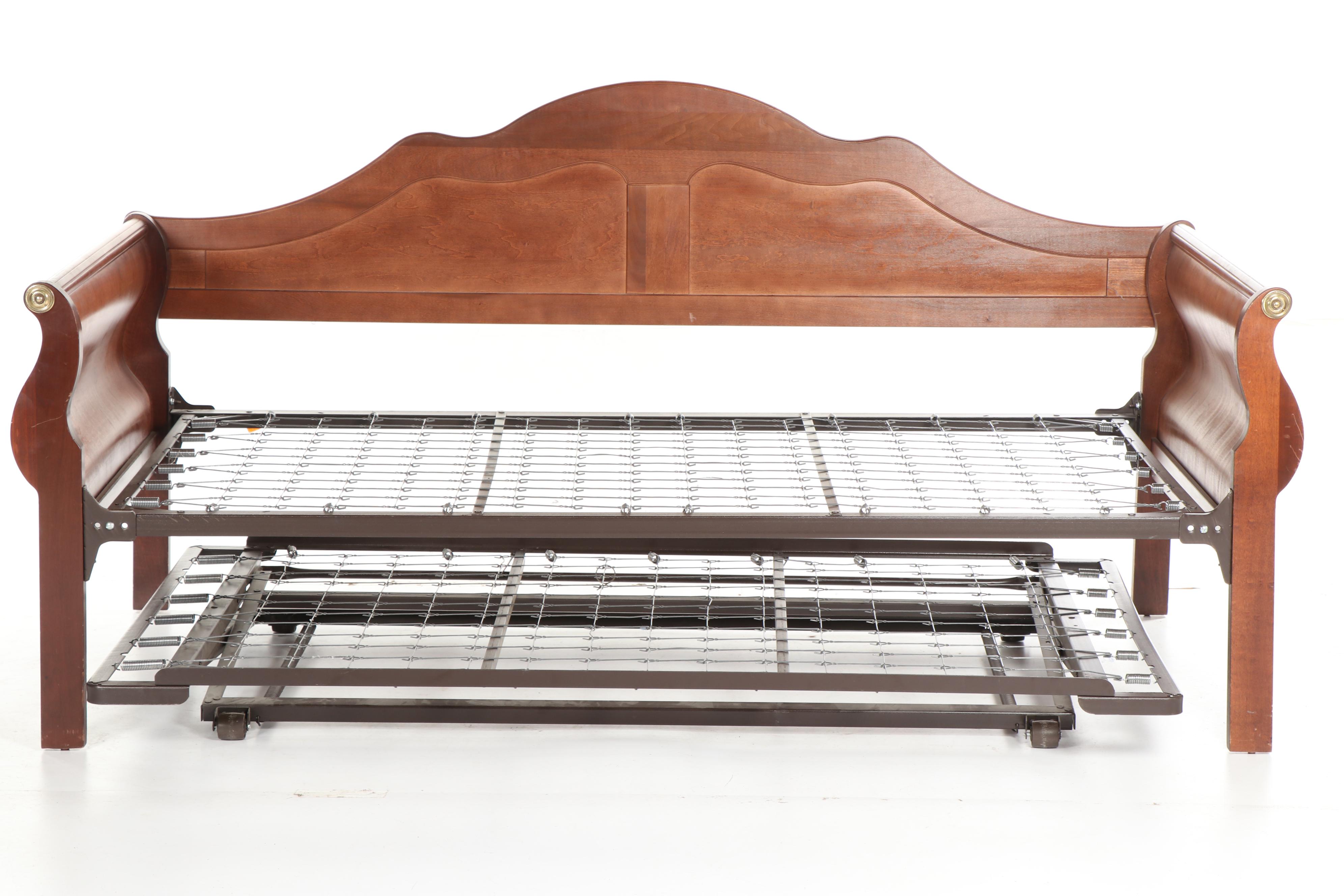 Veneered Sleigh Daybed with Trundle, 20th Century