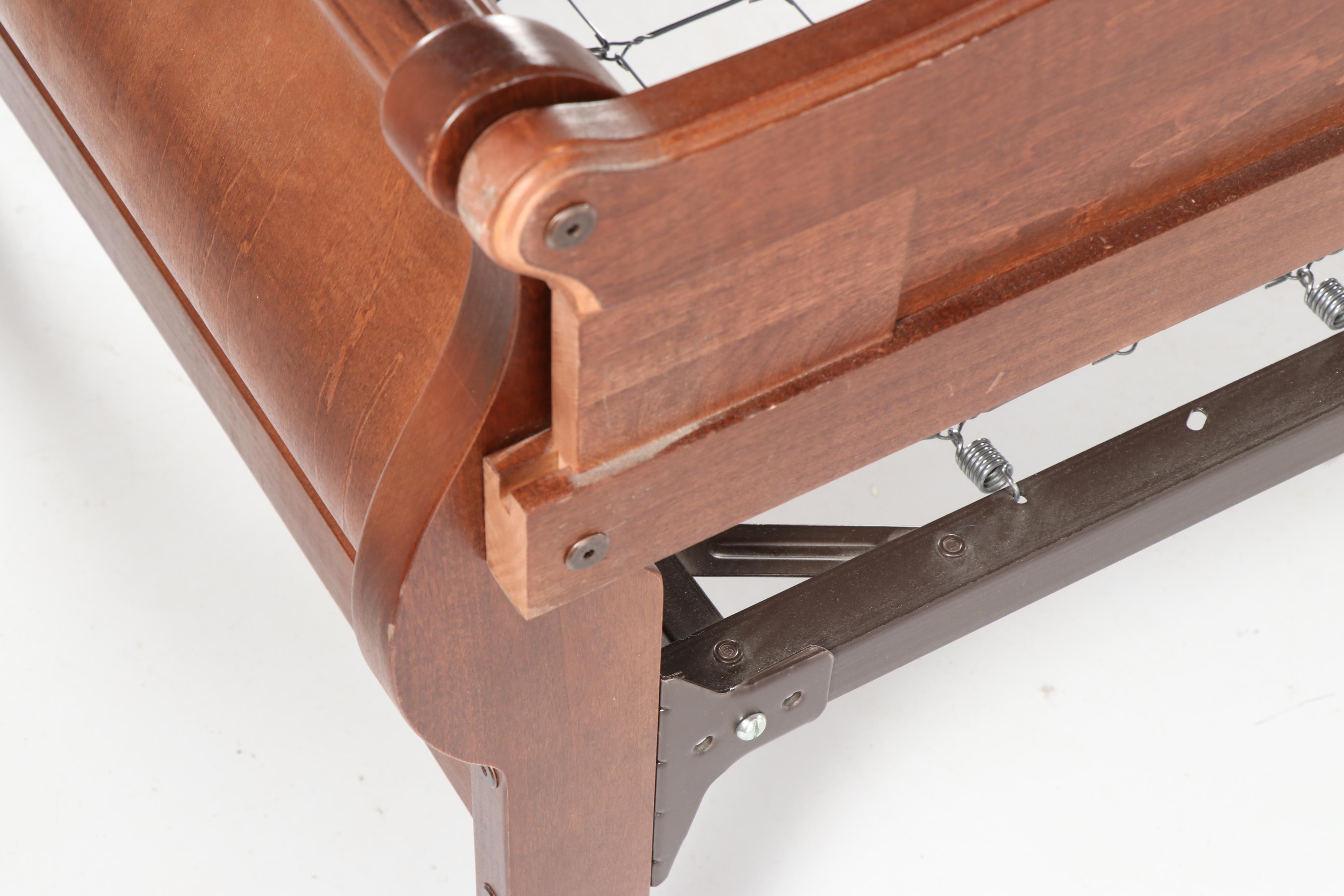 Veneered Sleigh Daybed with Trundle, 20th Century