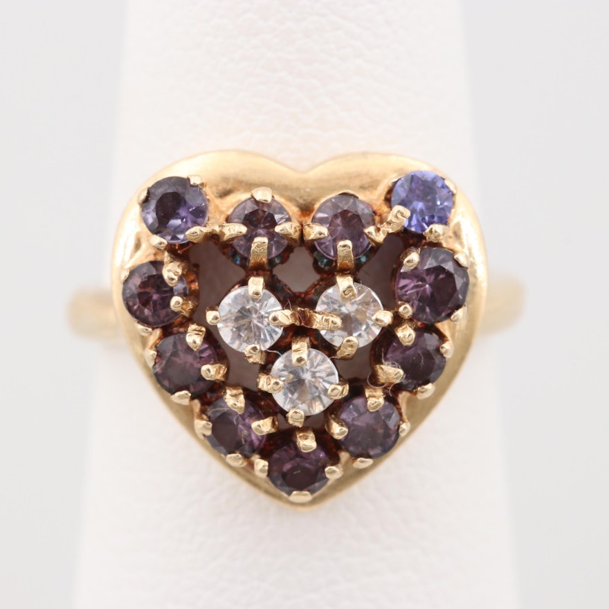 14K Yellow Gold Synthetic Spinel Heart Ring