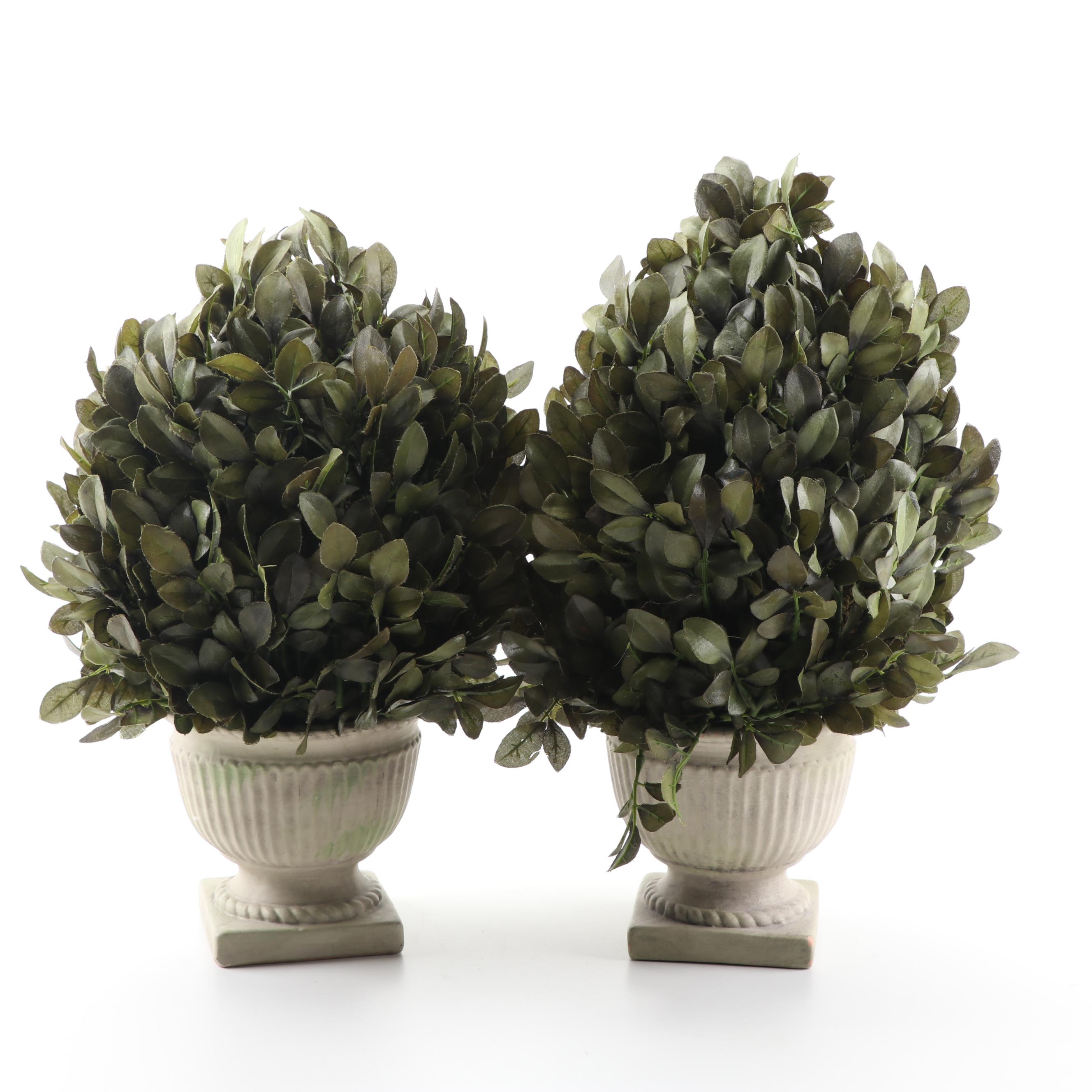 Artificial Boxwood Topiaries in Urn Form Planters