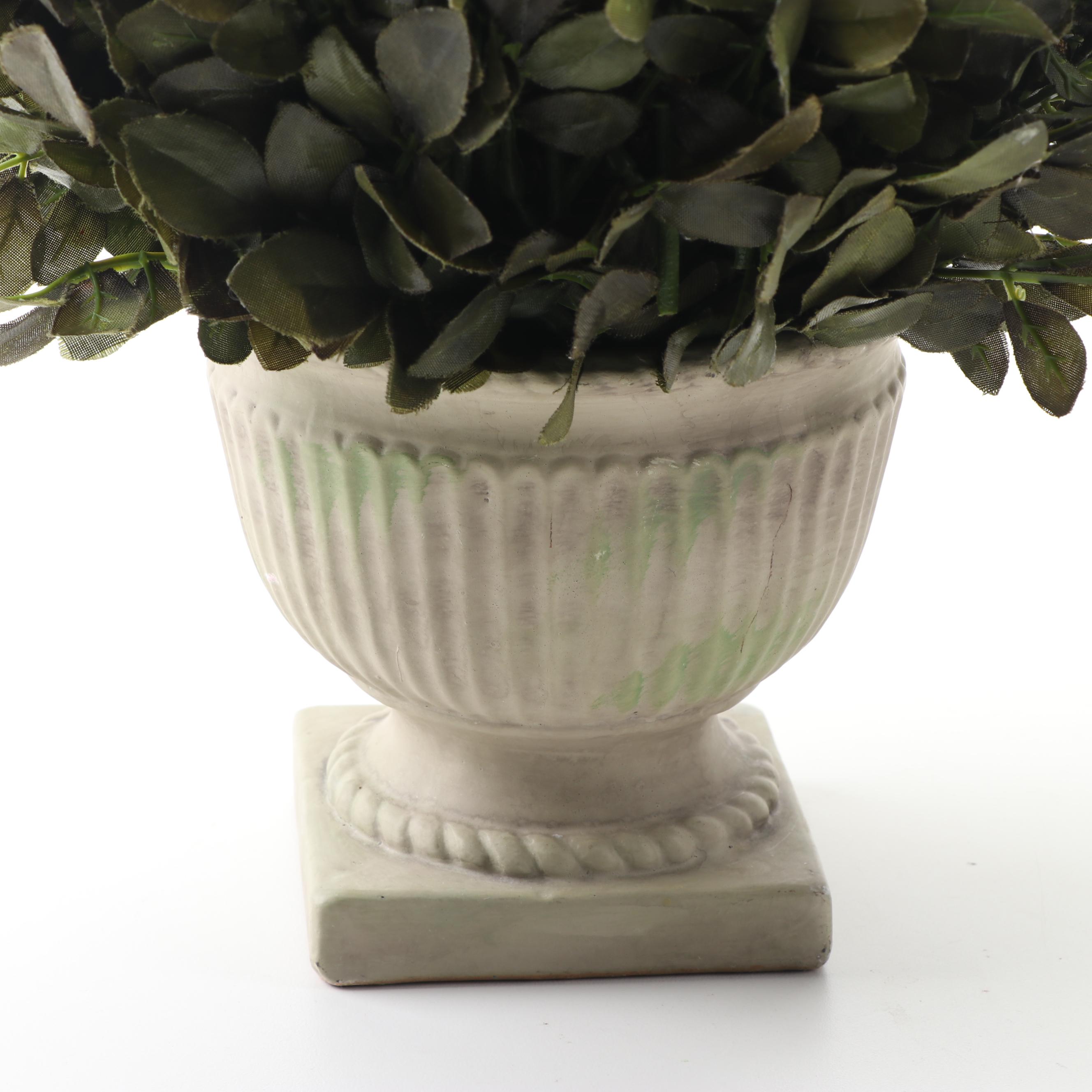 Artificial Boxwood Topiaries in Urn Form Planters