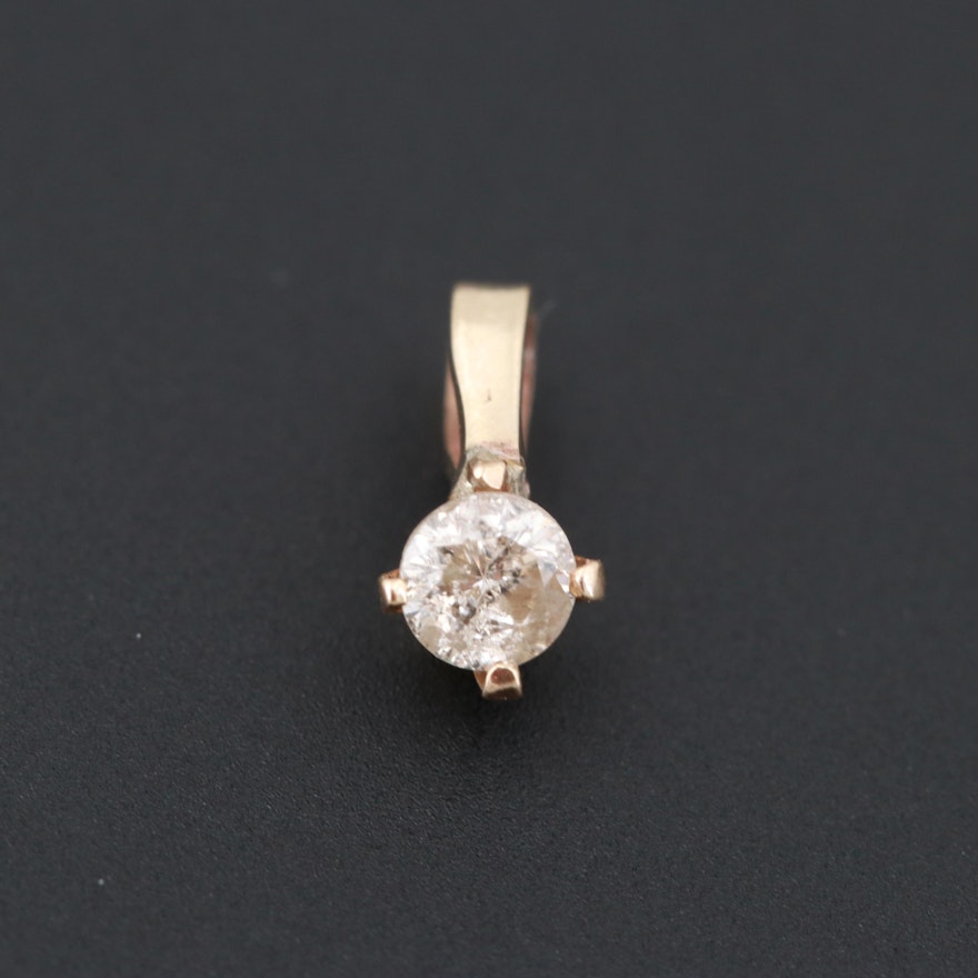 14K Yellow Gold Diamond Pendant