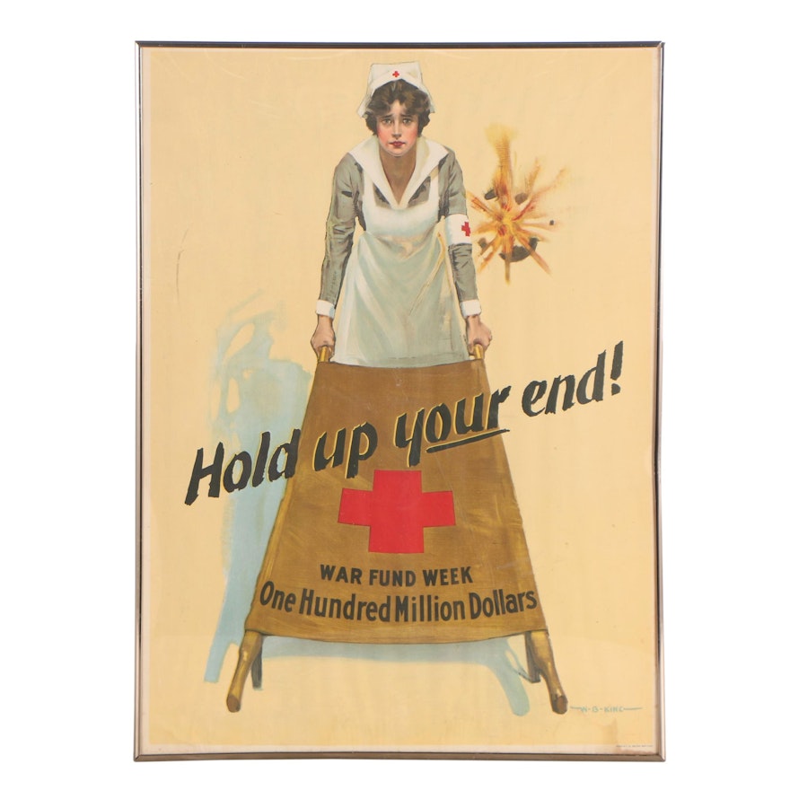 WWI Red Cross Poster after W.B. King "Hold Up Your End"