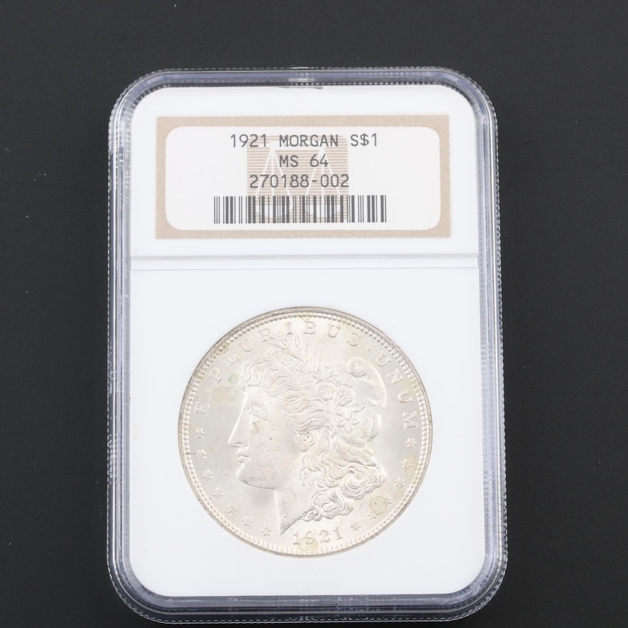 NGC Graded MS64 1921 Silver Morgan Dollar