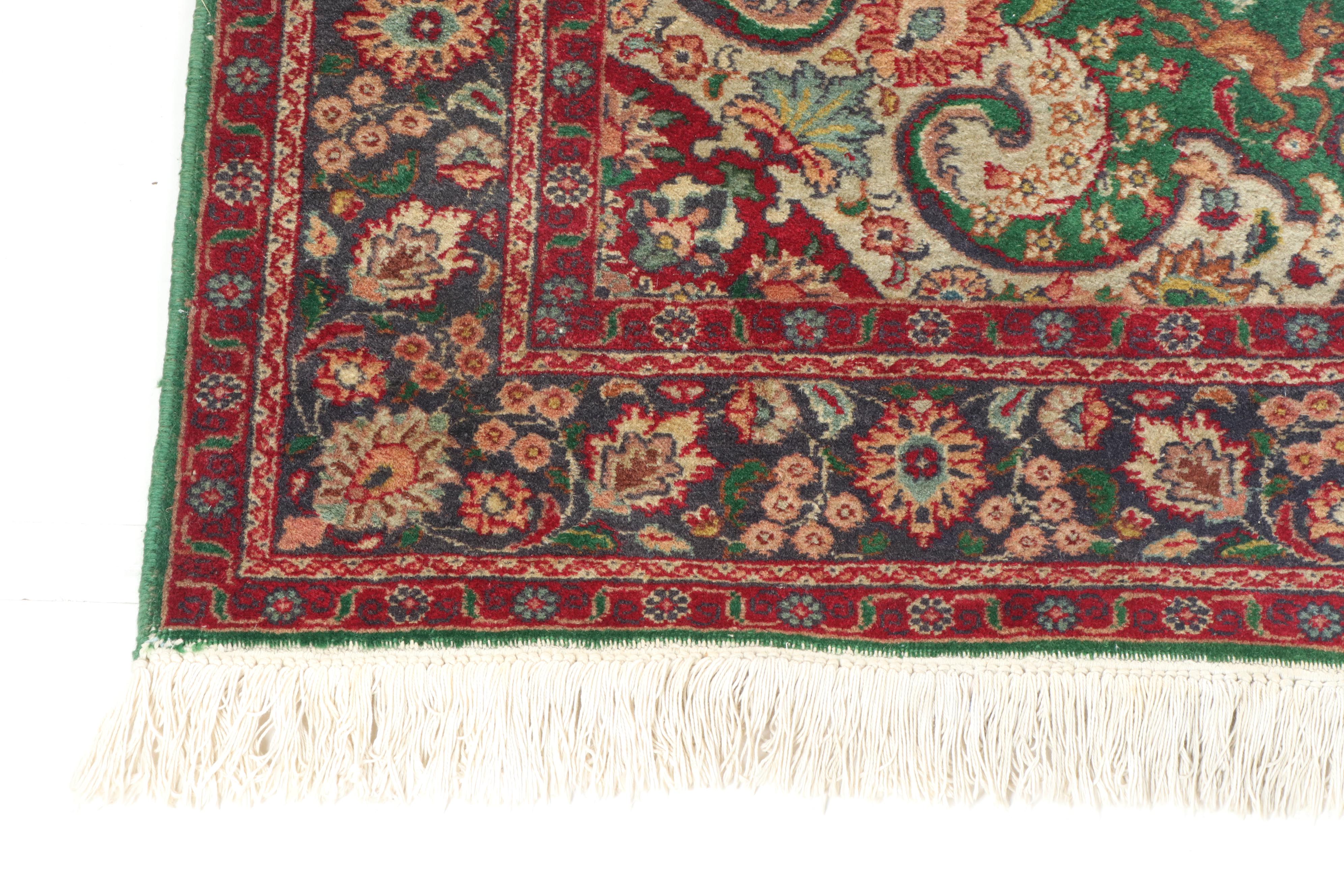Hand-Knotted Indo-Persian Wool Rug