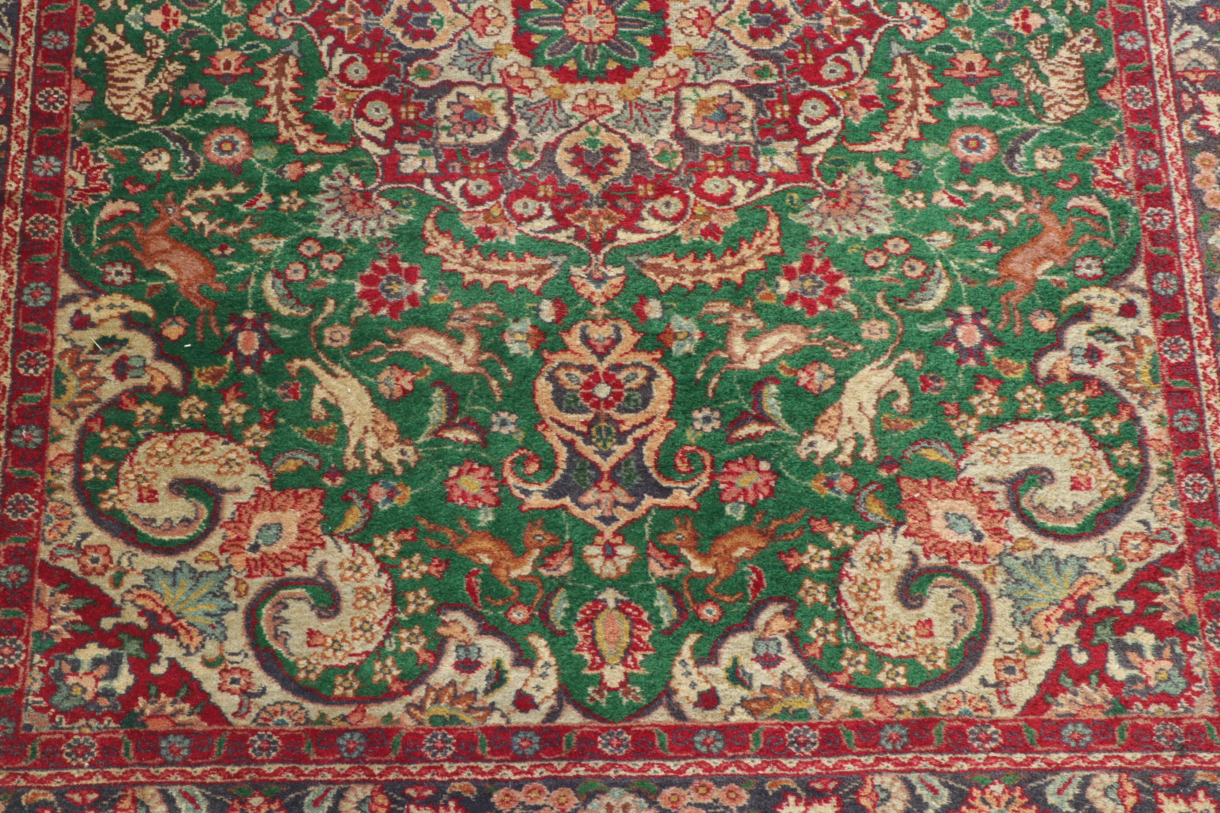 Hand-Knotted Indo-Persian Wool Rug