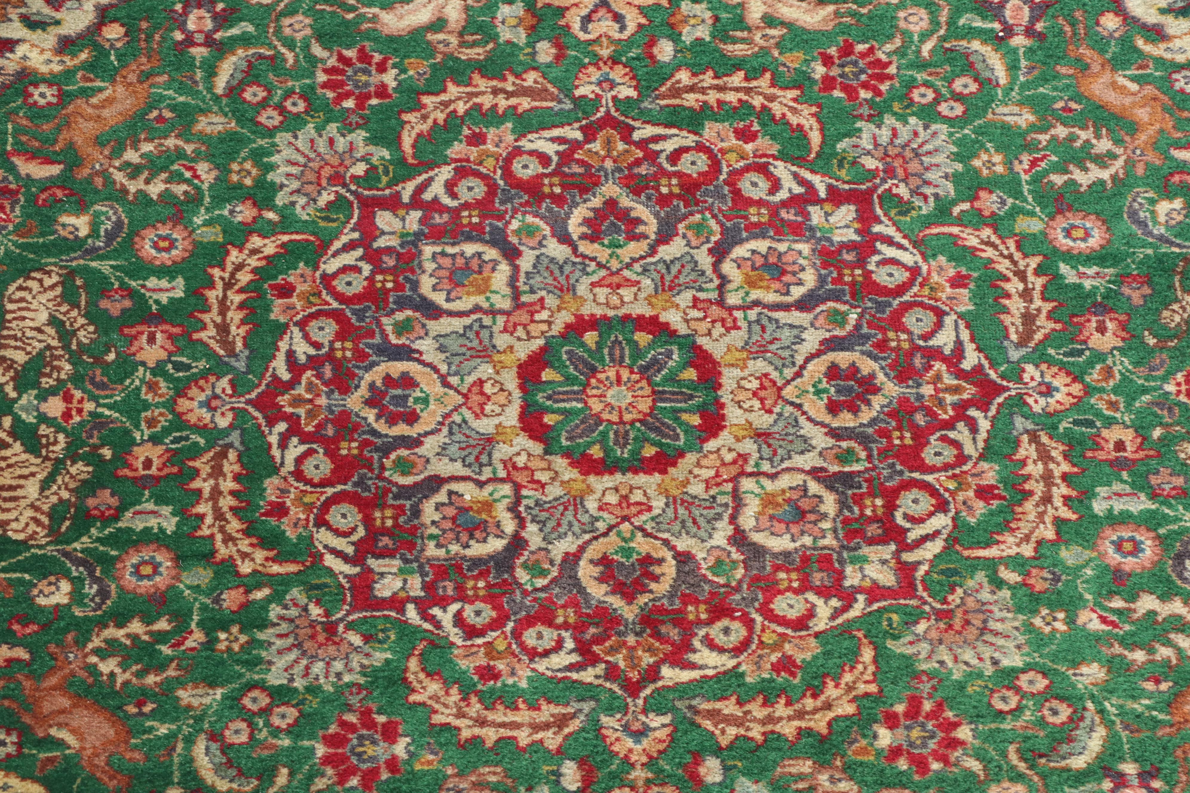 Hand-Knotted Indo-Persian Wool Rug