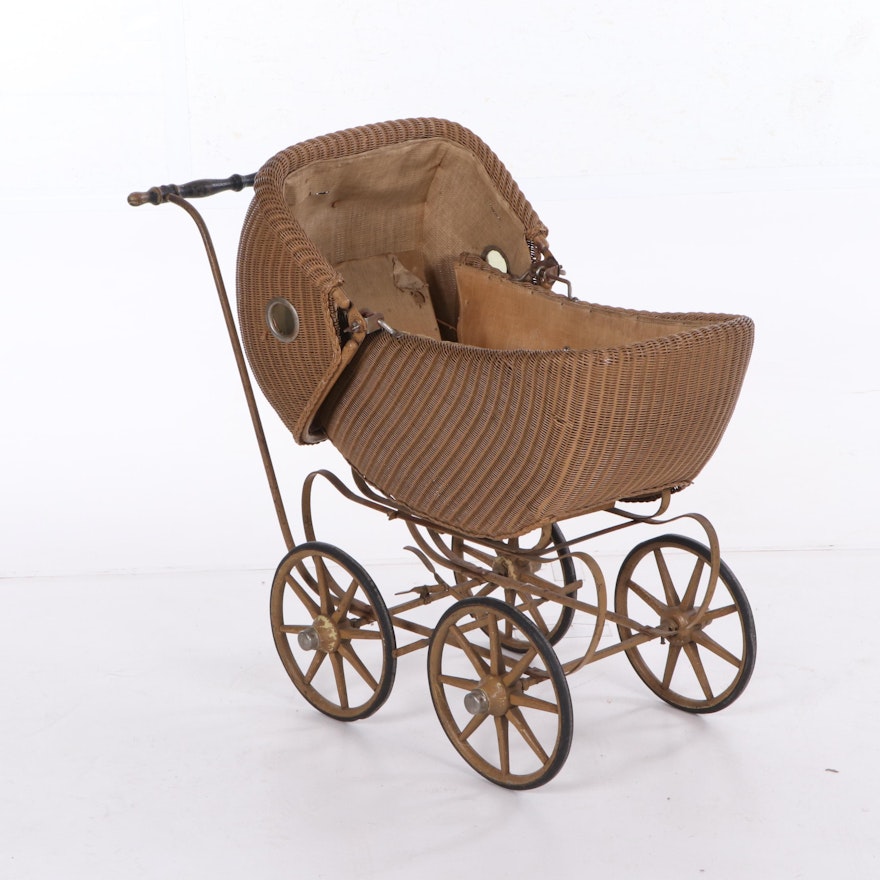 Wicker and Metal Baby Carriage, 19th/20th Century