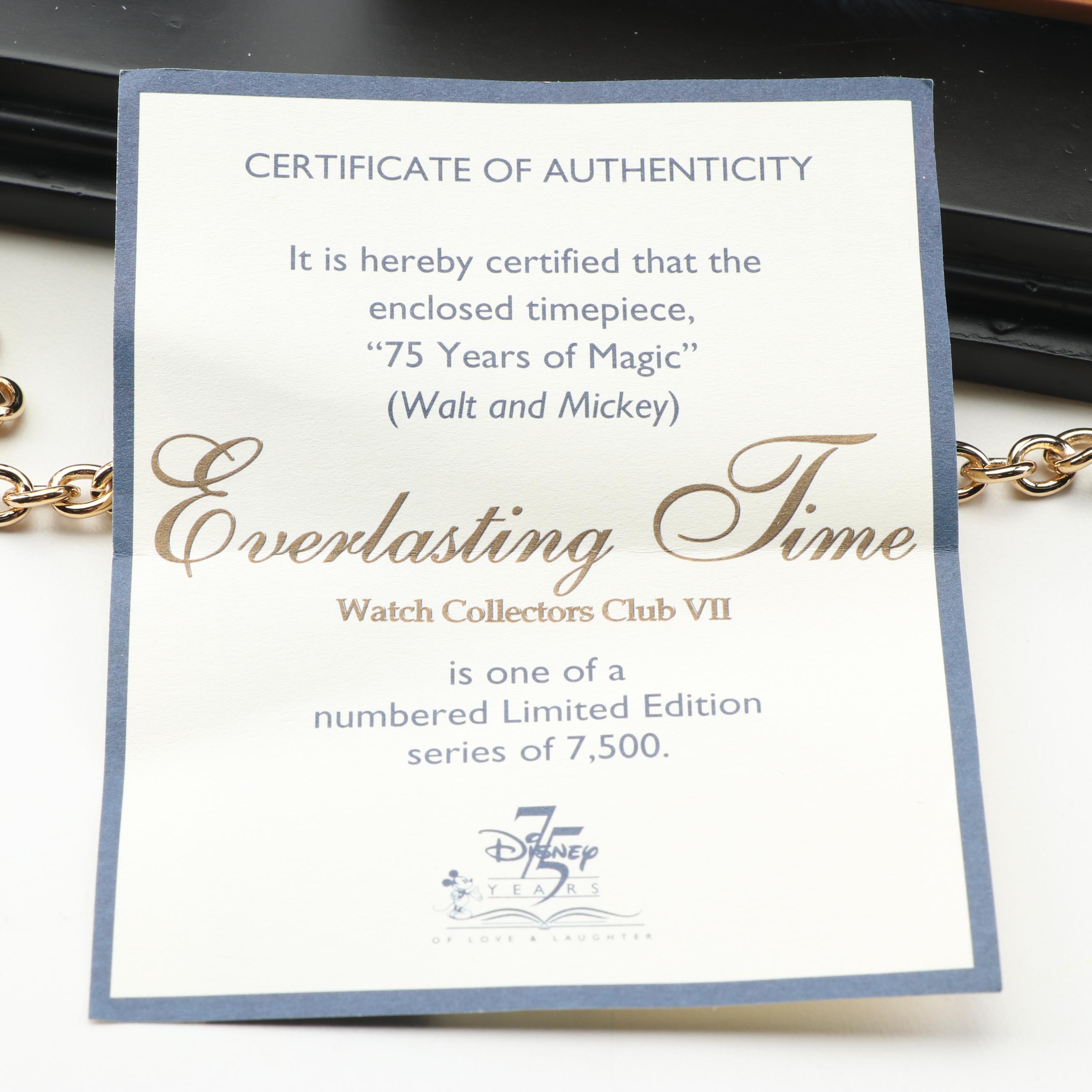 Disney 75 Years of Magic Everlasting Time Watch Collectors Club