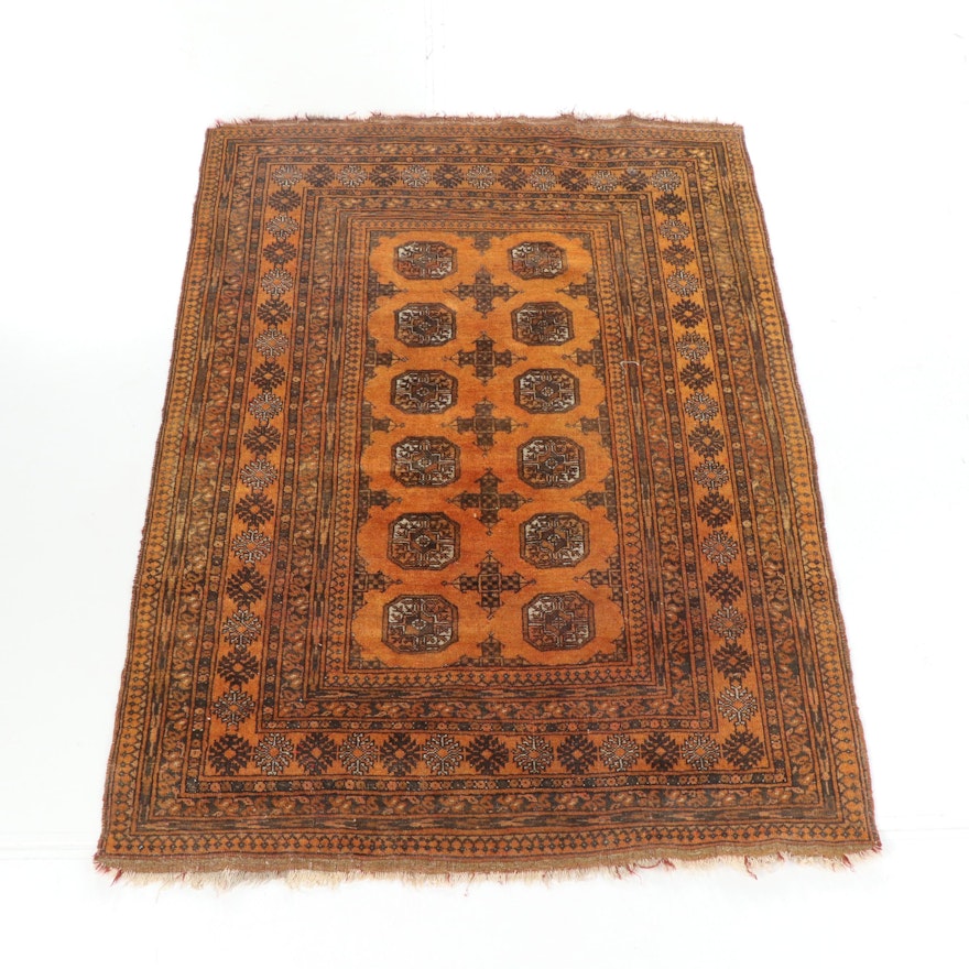 Hand-Knotted Turkmen Bokhara Wool Rug