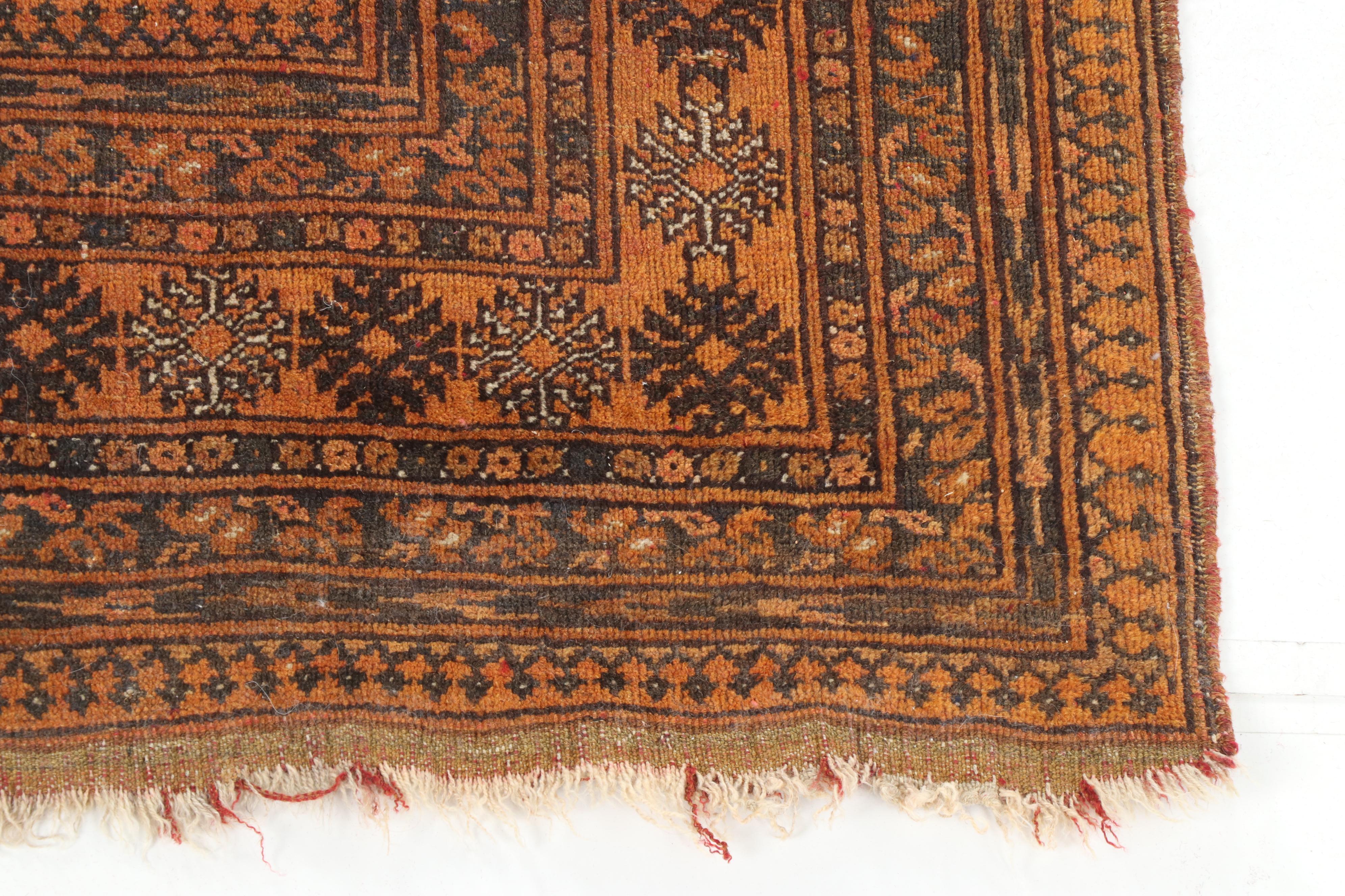 Hand-Knotted Turkmen Bokhara Wool Rug